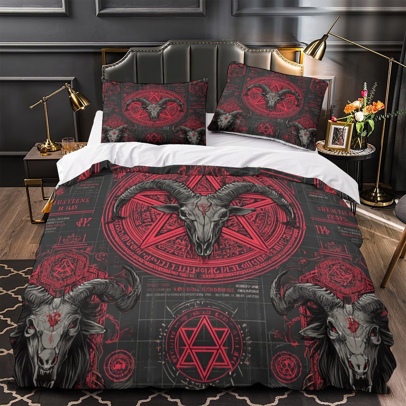 Crâne de chèvre parure de lit occulte sombre pour chambre d'enfant