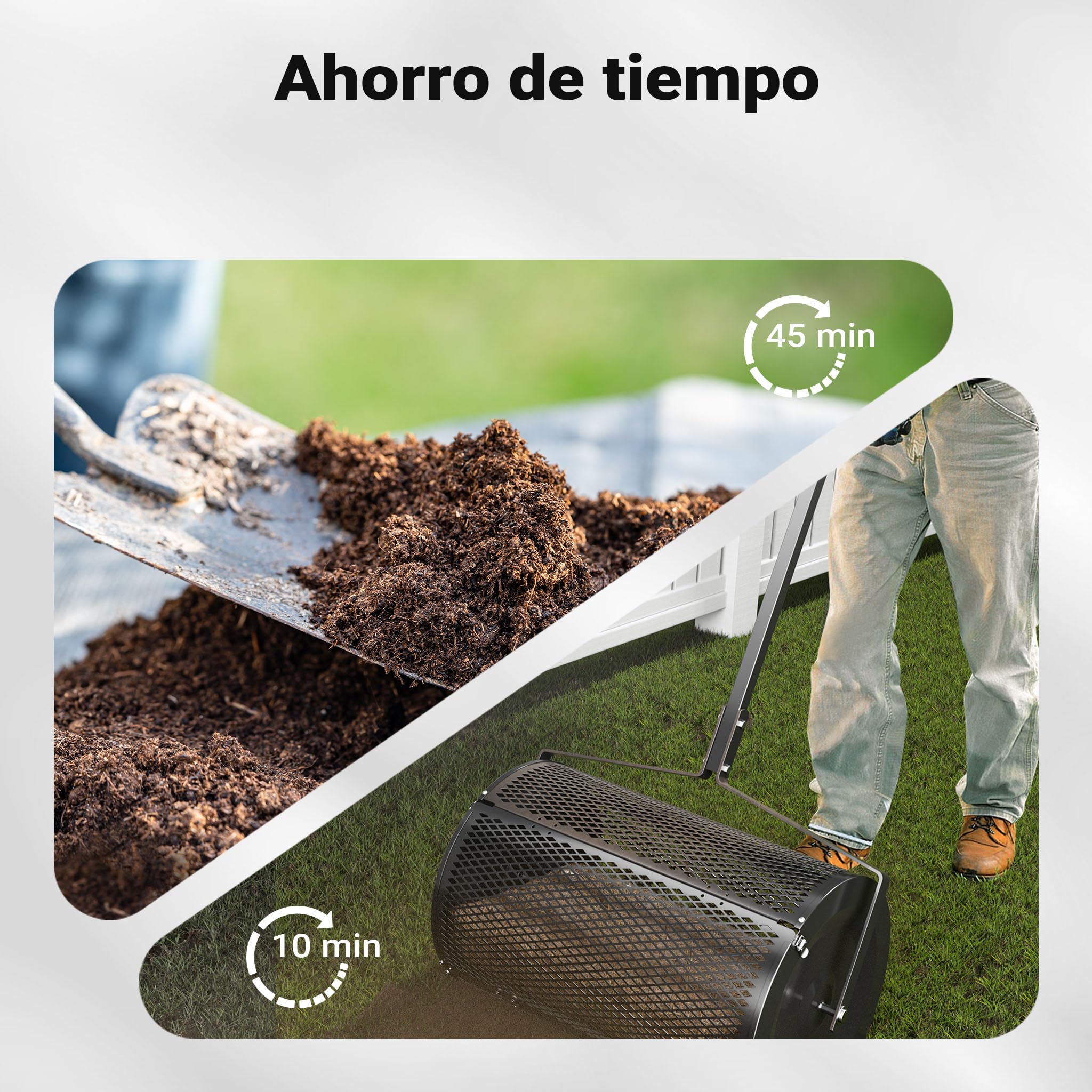 Wiltec Esparcidor de compostaje 75 l con 60 cm de ancho de trabajo mango T rodillo distribuidor de abono, estiércol, cal, musgo, compost, turba fertilizante tambor esparcidor semillas