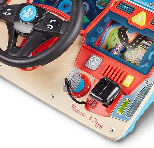 Miniatura 7 de Melissa & Doug Tablero de madera de la misión de rescate de la Patrulla Canina, juguete interactivo para volante de simulación, con luces y sonidos,