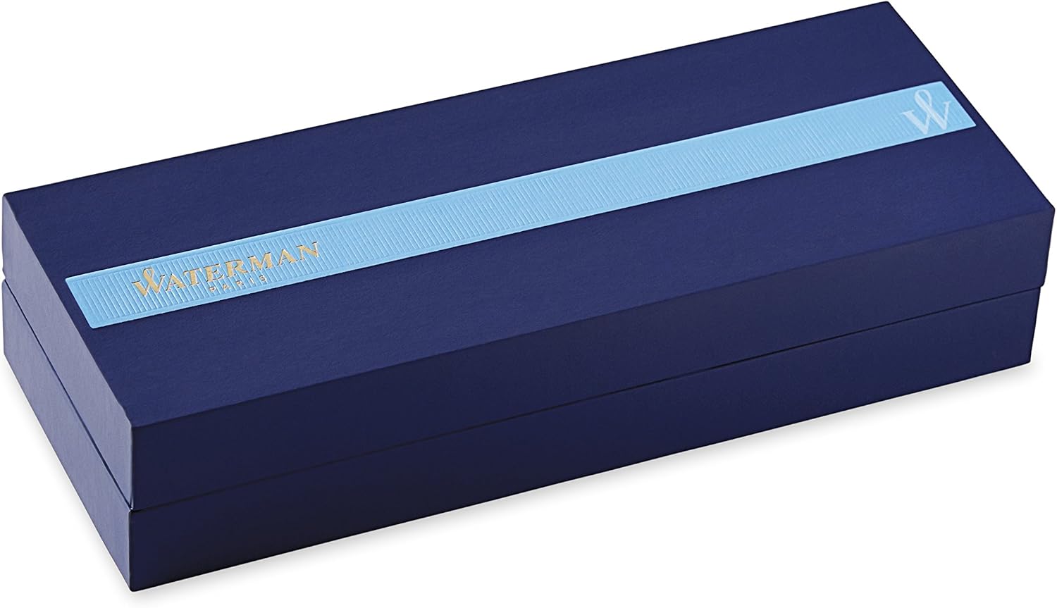 Waterman Perspective Ballpoint Pen, Gloss Blue with Chrome Trim, Medium Point with Blue Ink Cartridge, Gift Box
