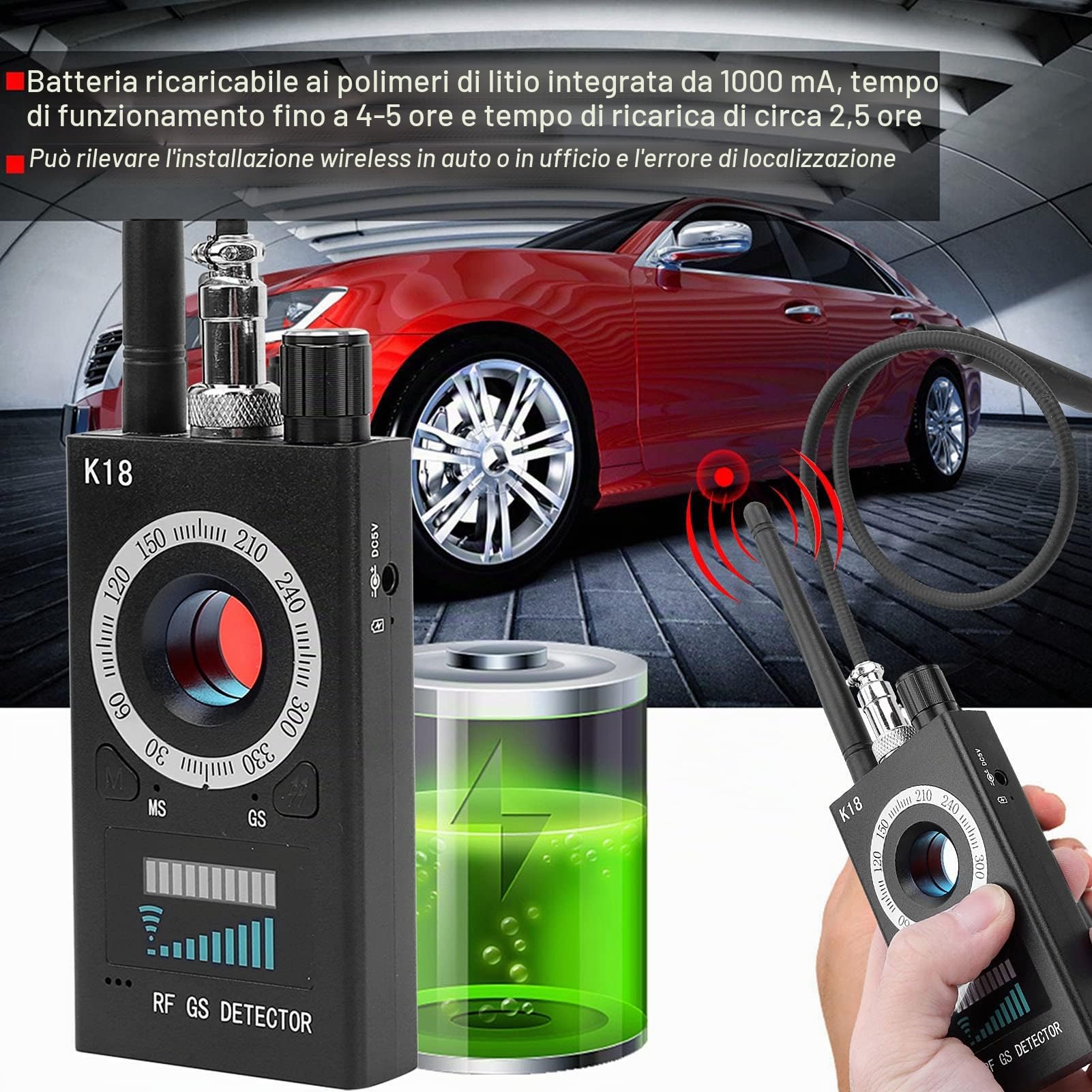 Bug Finder GPS Multifunzione Anti-spia Rivelatore Fotocamera GSM Audio Segnale Lente RF Tracker Rilevatore Magnetico