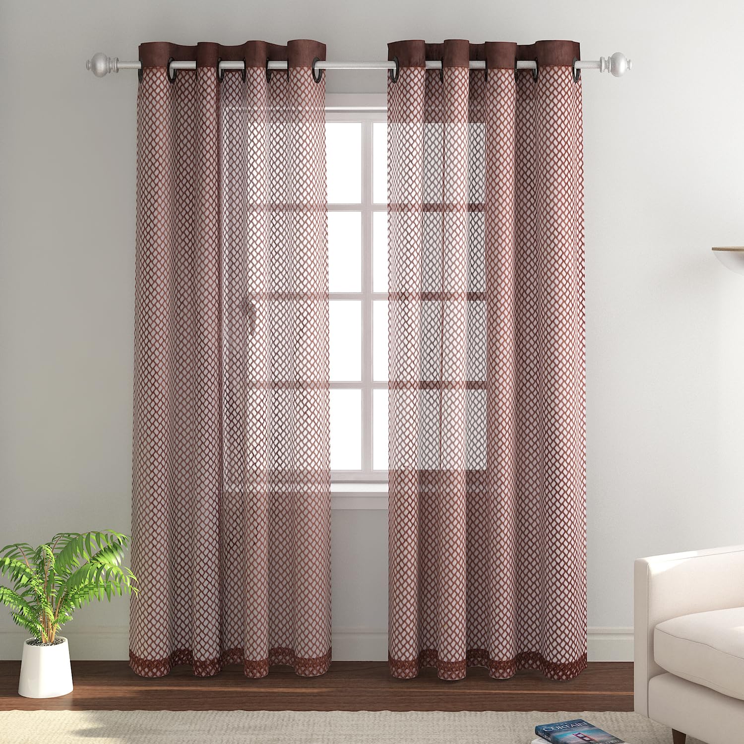 HOKIPO Polyester Fabric Sheer Grommet Net Curtains 7 Feet Long Set Of 2 With Tieback, Pink (In-679-Pnk*2) (B0CBV7H7FB) Amazon Price History, Amazon Price Tracker