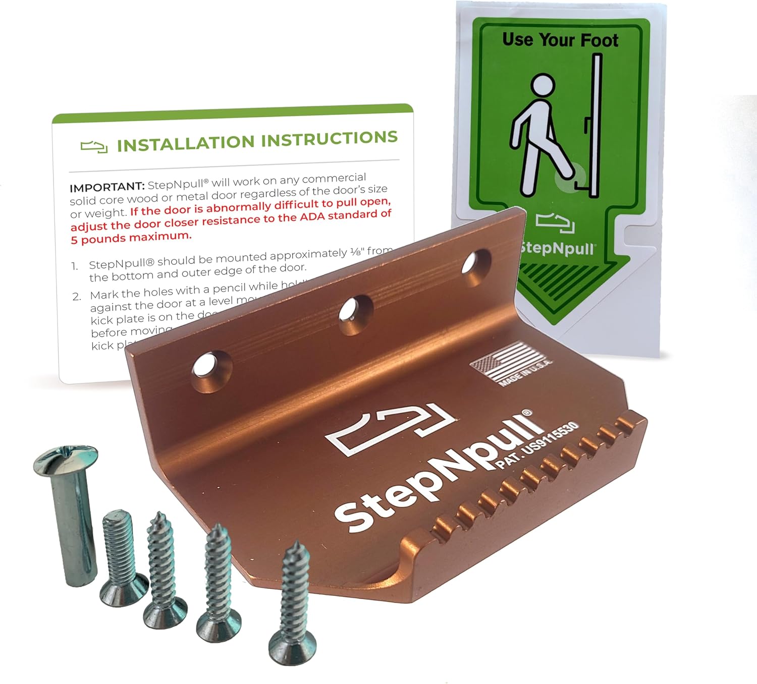 Hands Free Door Opener - No Touch Door Foot Pull & Commercial Touchless Door Opener Tools for Bathroom (Copper-1 Piece)