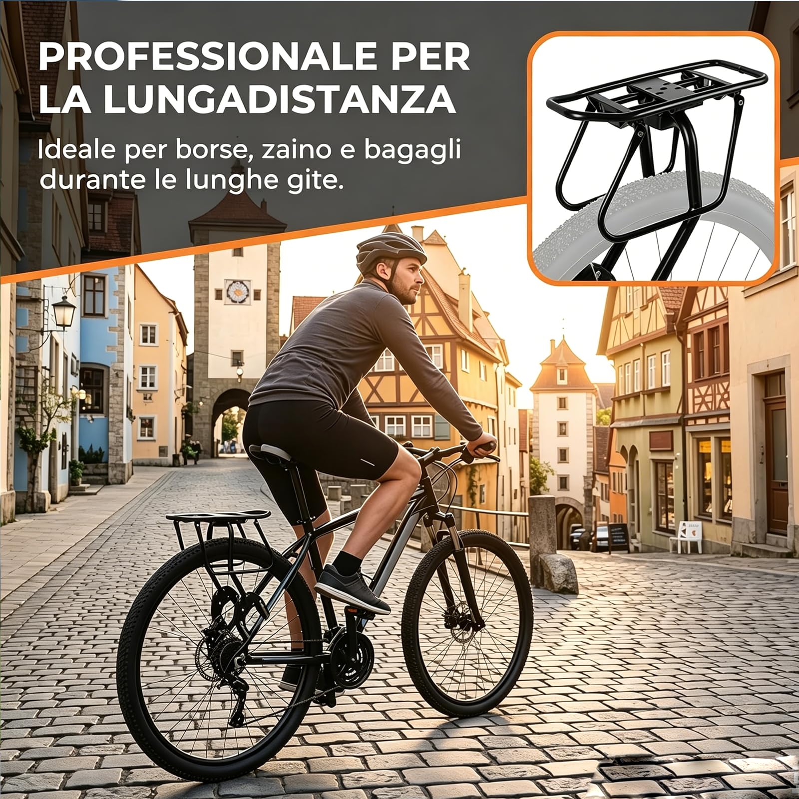 predolo Portapacchi Posteriore Mountain Bike Facile Installazione Portapacchi Bici Sgancio Rapido Ampia Compatibilità per Trasporto Bagagli, Cicloturismo