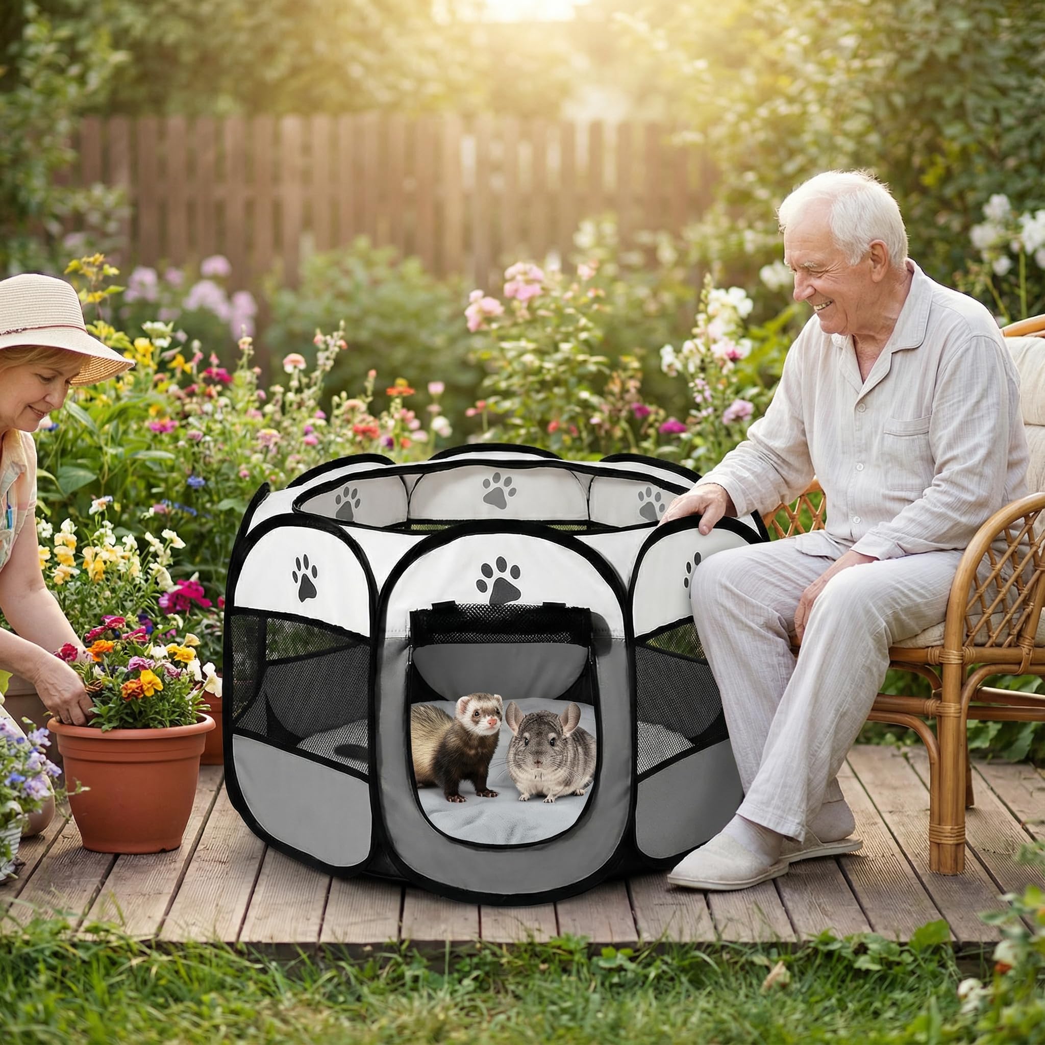 box per cuccioli, 91 x 91 x 58 cm, pieghevole, per casa, recinto per gatti, conigli, interni ed esterni, colore: grigio