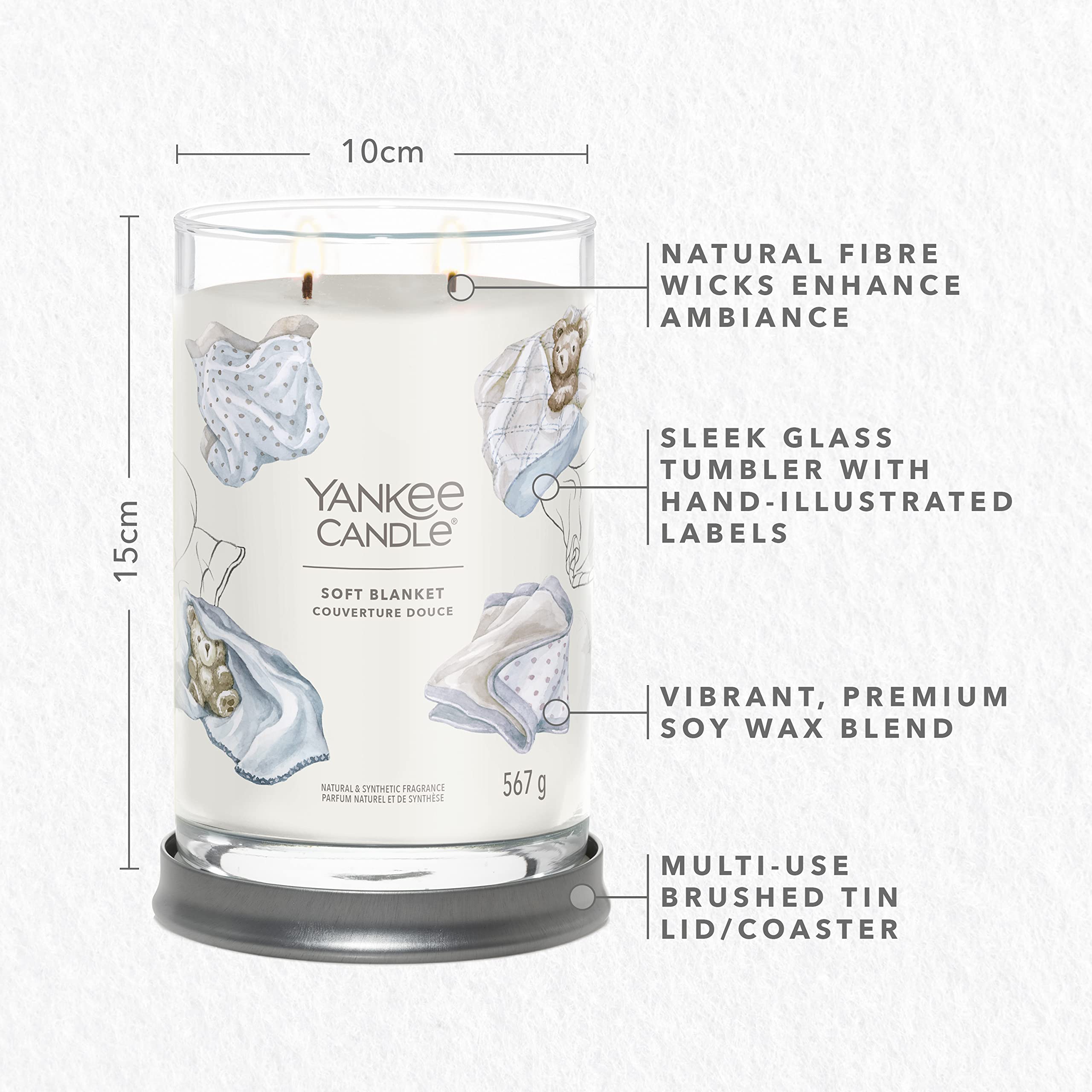 Yankee Candle Signature Duftkerze 'Lemon Lavender' – Große Tumbler-Kerze, Sojawachs-Mix, 567 G