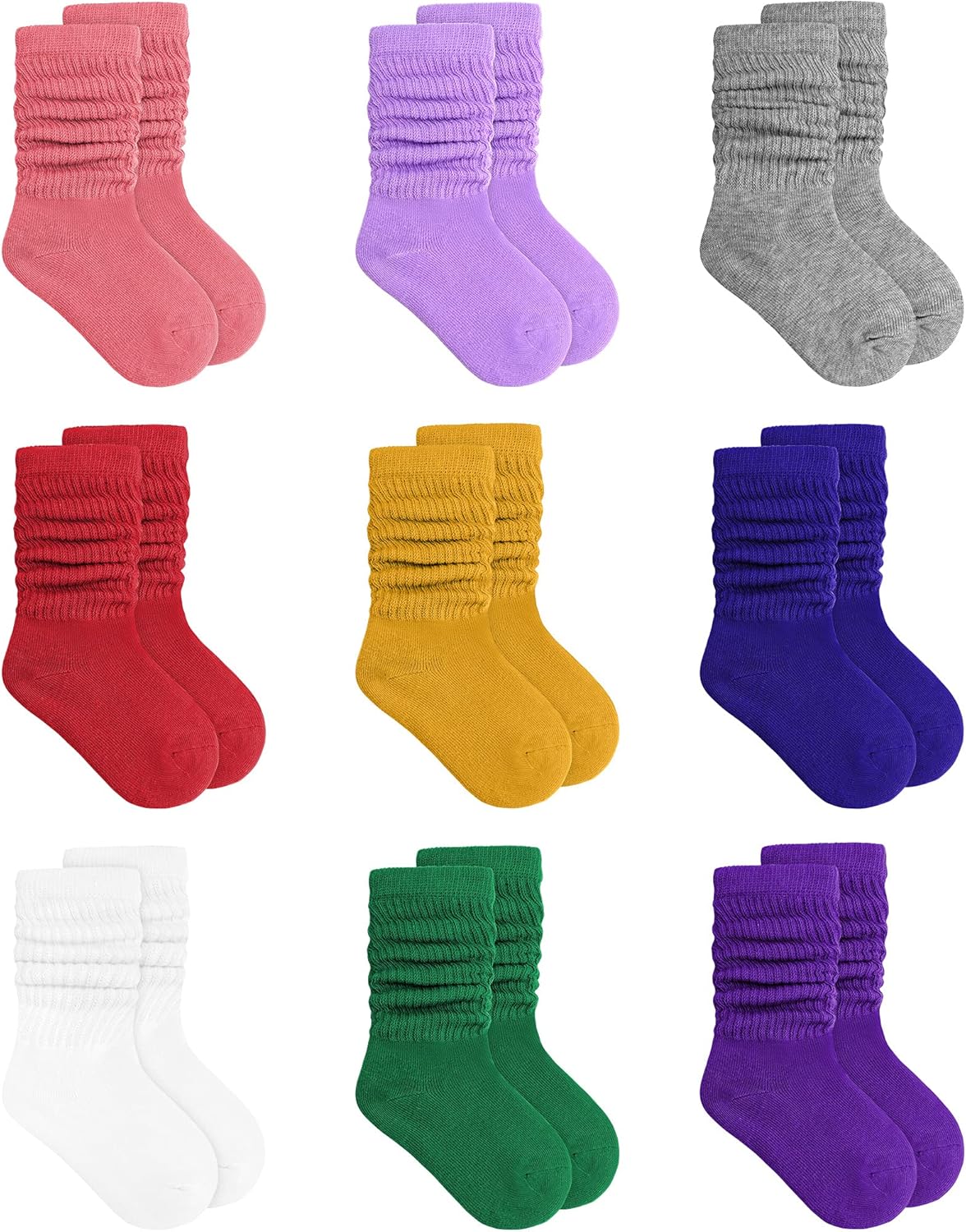 Auranso Little Girl Slouch Socks Knee High Cotton Socks 9 Pairs Girls Long Crew Socks Auranso Little Girl Slouch Socks Knee High Cotton Socks 9 Pairs Girls Long Crew Socks