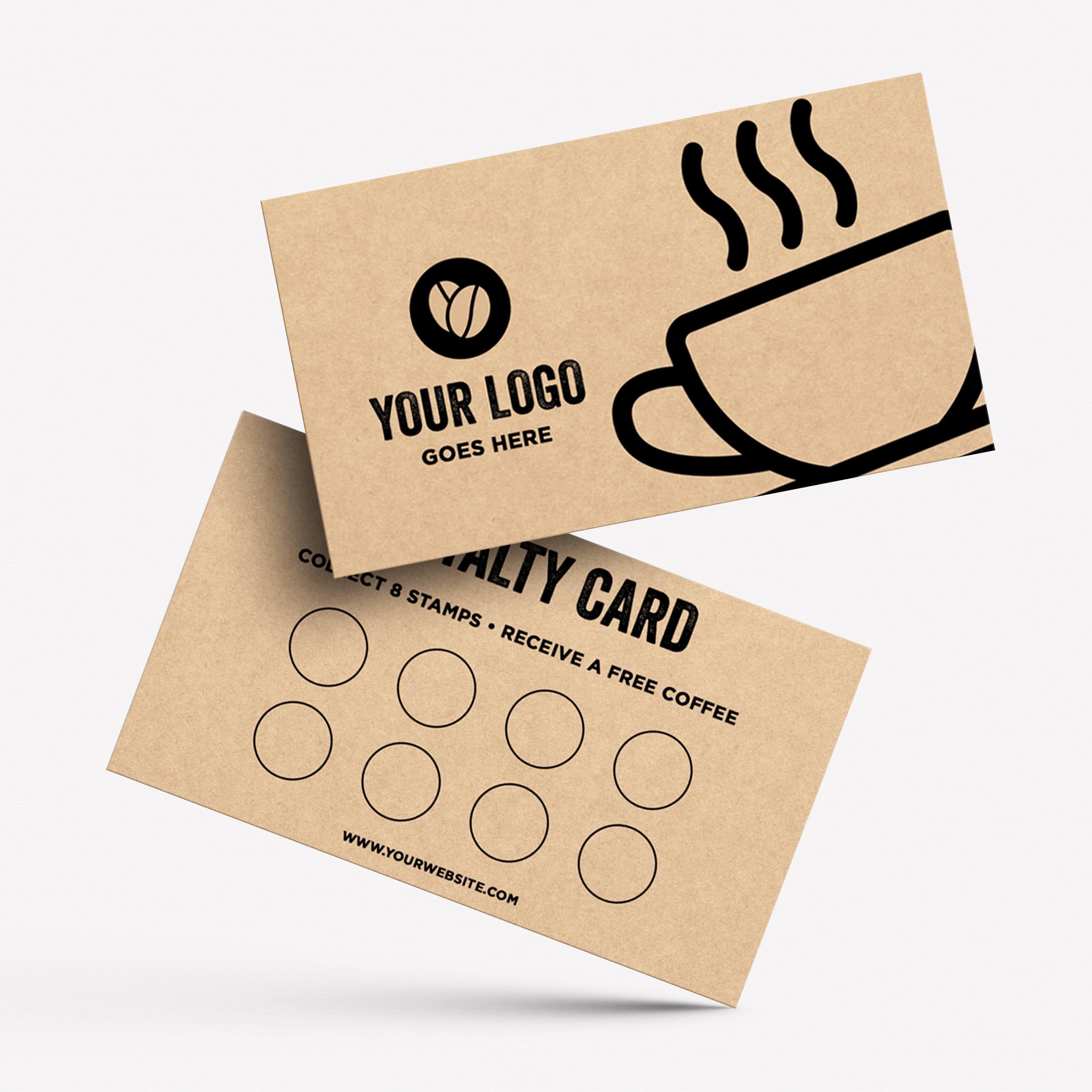 MJ DESIGN & PRINT Personalised Kraft Loyalty Reward Cards, 400gsm Card, Double Sided, for Cafe, Restaurant, Coffee Shop, Business 4