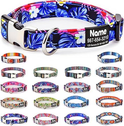 Miniatura 1 de Collar de perro personalizado grabado con placa de nombre, personalizado con etiqueta de identificación y número de teléfono, 6 estilos para niños,