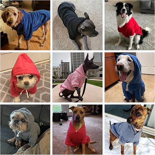 Miniatura 6 de KOOLTAIL Sudadera básica con capucha para perro, suave y cálido, con agujero para la correa y bolsillo, abrigo de invierno para perro, ropa de clima