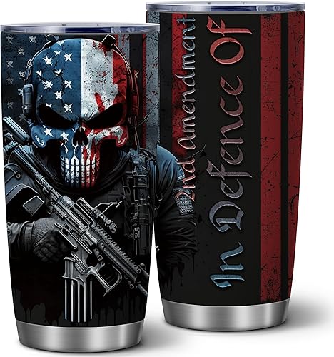 2nd Amendment - Botella de agua de acero inoxidable de 20 onzas con tapa, divertida taza de café de viaje, regalos divertidos para mujeres y hombres