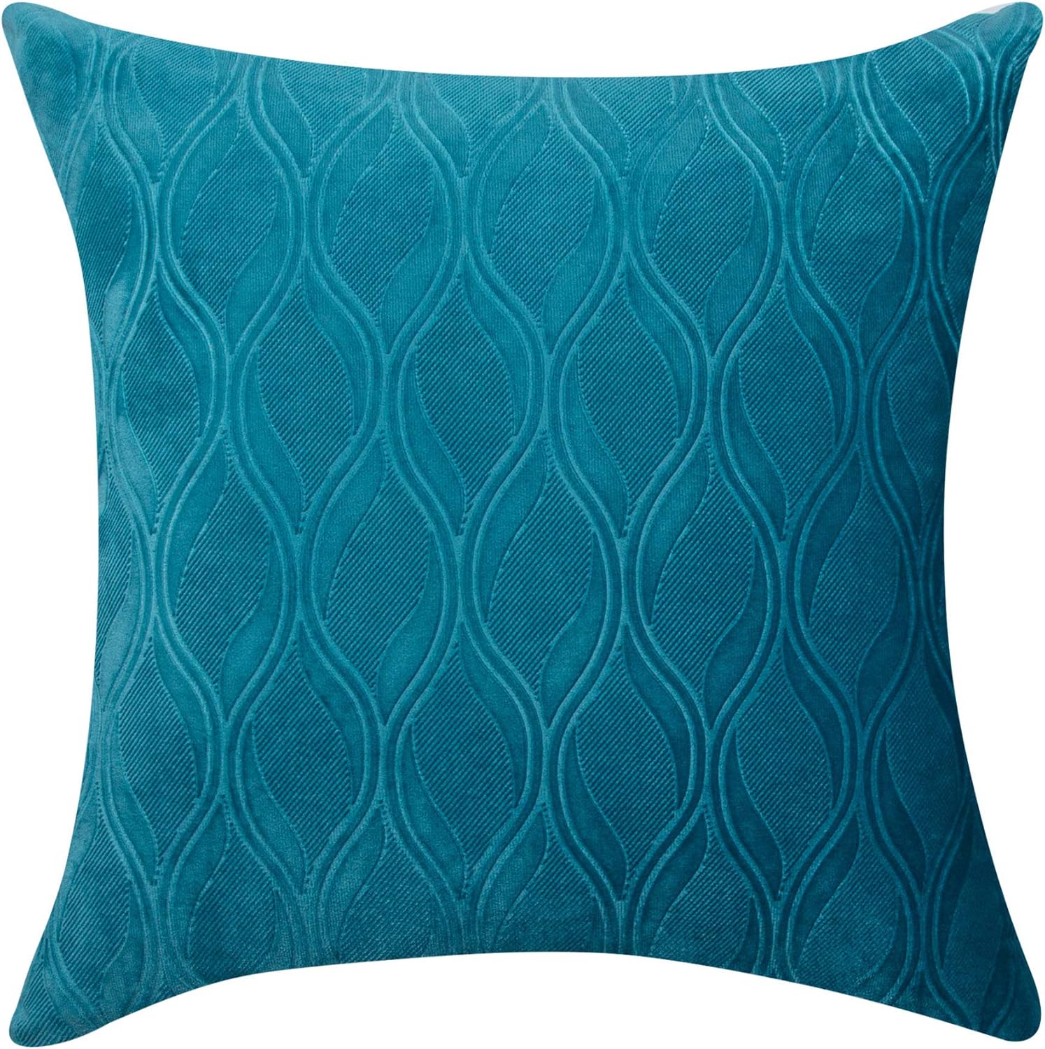 PreciousHome Set of 2 Velvet Blue Green Pillow Covers 18x18 Inch - Wave Patterned Pillows Decorative Throw Pillow for Couch at Living Room and Bedroom, Elegant and Classy Blue Green Pillow Covers