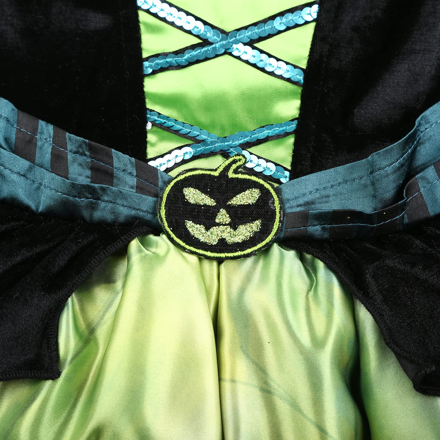 Sincere Party Ragazze Halloween Strega Costume, Deluxe Adorabile Neon Colorato Strega Travestimento con Cappello