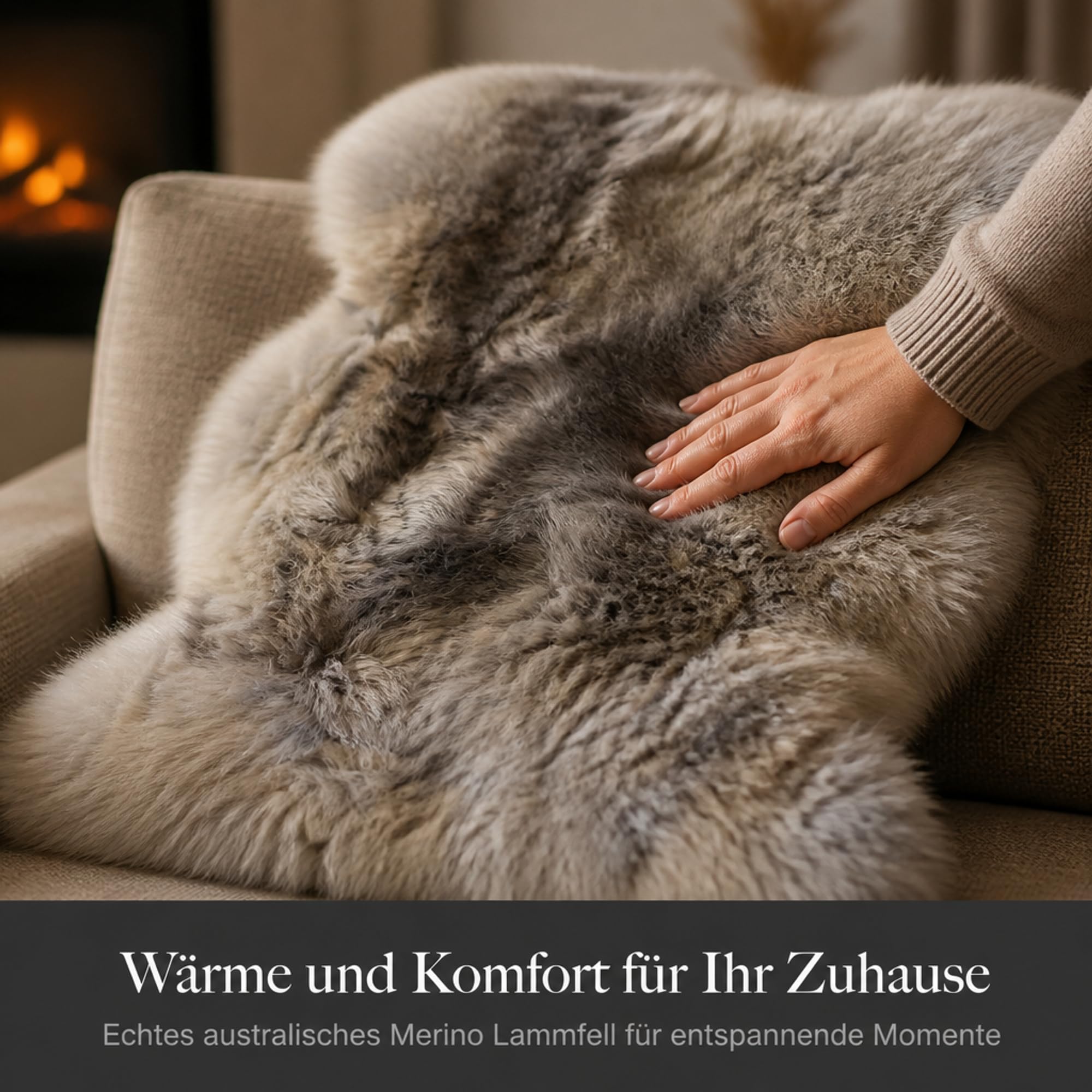 Merino Lammfell Teppich und Auflage, Naturform, 120 x 70 cm (Hellgrau)