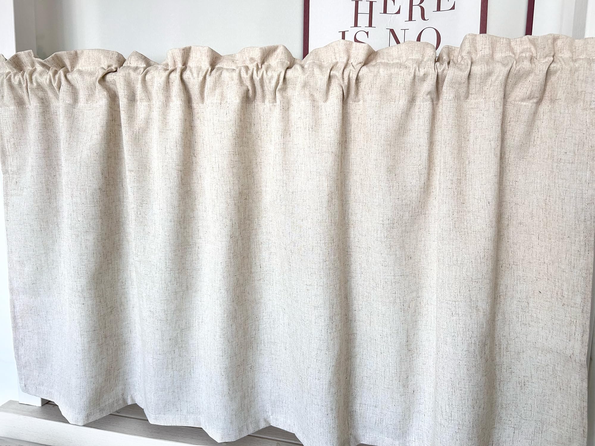 Tenda da cucina opaca, corta, con asta, in stile bistrot, con effetto lino, tenda moderna per cucina, tinta unita, larghezza 100 cm x altezza 60 cm, 1 pezzo
