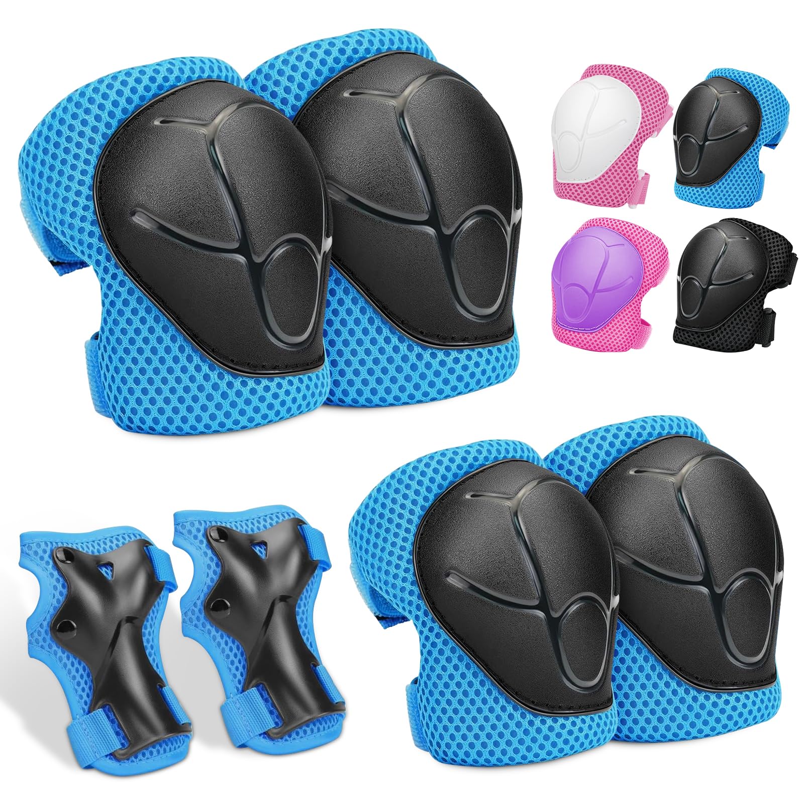 Rodilleras para niños, Protectores en línea para niños, Ajustables, Rodilleras, Coderas, 6 en 1 para monopatín, Patines en línea, Hoverboard, Bicicleta, monopatín