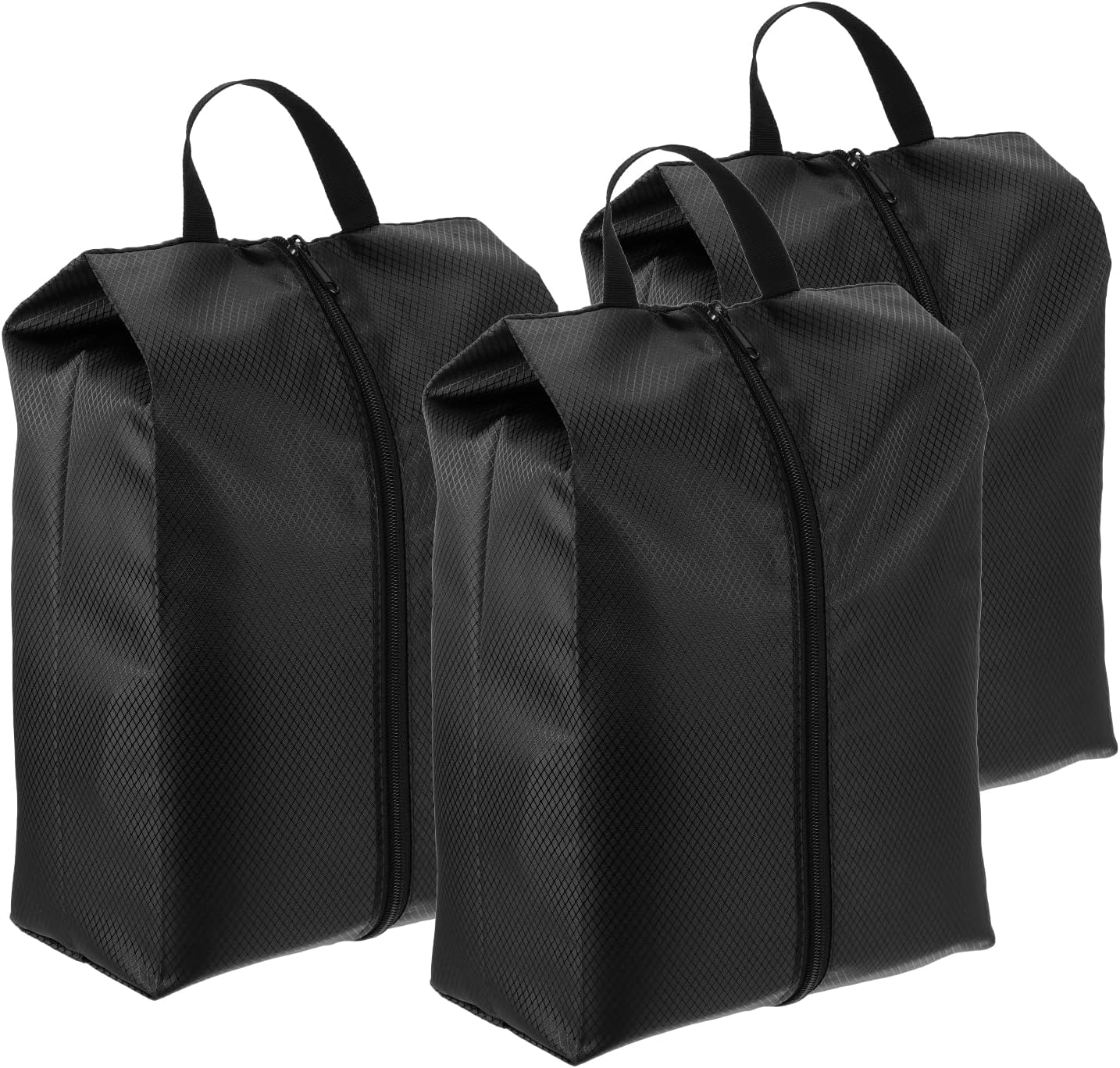 PATIKIL Shoe Bags for Travel, 3 Pack Portable Nylon Shoe Bag with Zipper Waterproof Shoe Storage Organizer for Travel Outdoor, Black