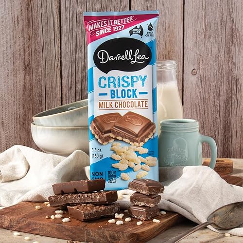 Miniatura 5 de Darrell Lea Barra de chocolate con leche crujiente, chocolate premium relleno de arroz crujiente, fabricado en Australia, sin OMG, sin aceite de