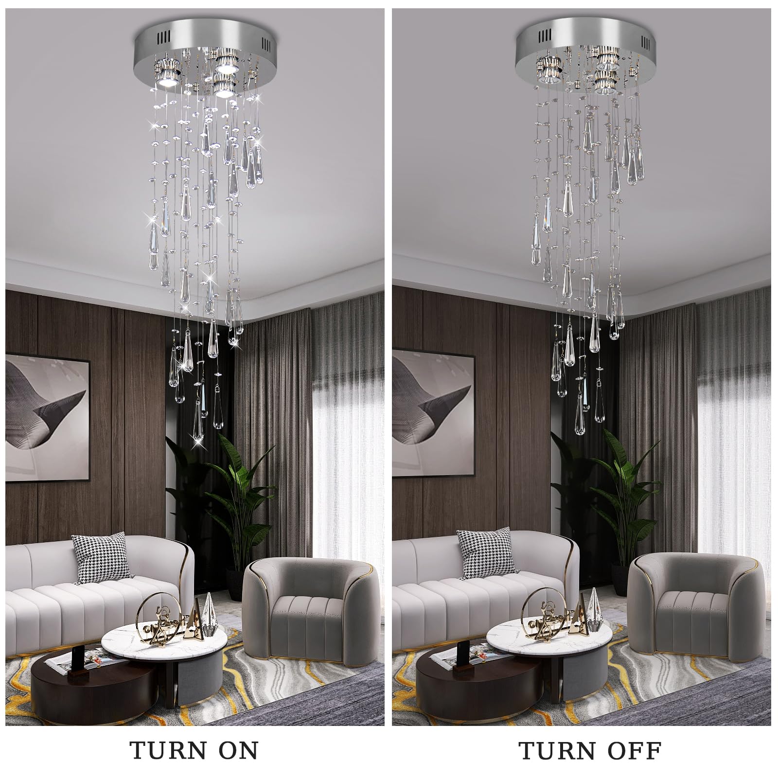 Lustres Luminaires suspendus Luminaires de chandelier encastrés Plafonnier suspendu Goutte de pluie moderne Lustres Plafonnier en cristal pour chambre à coucher, couloir et salon