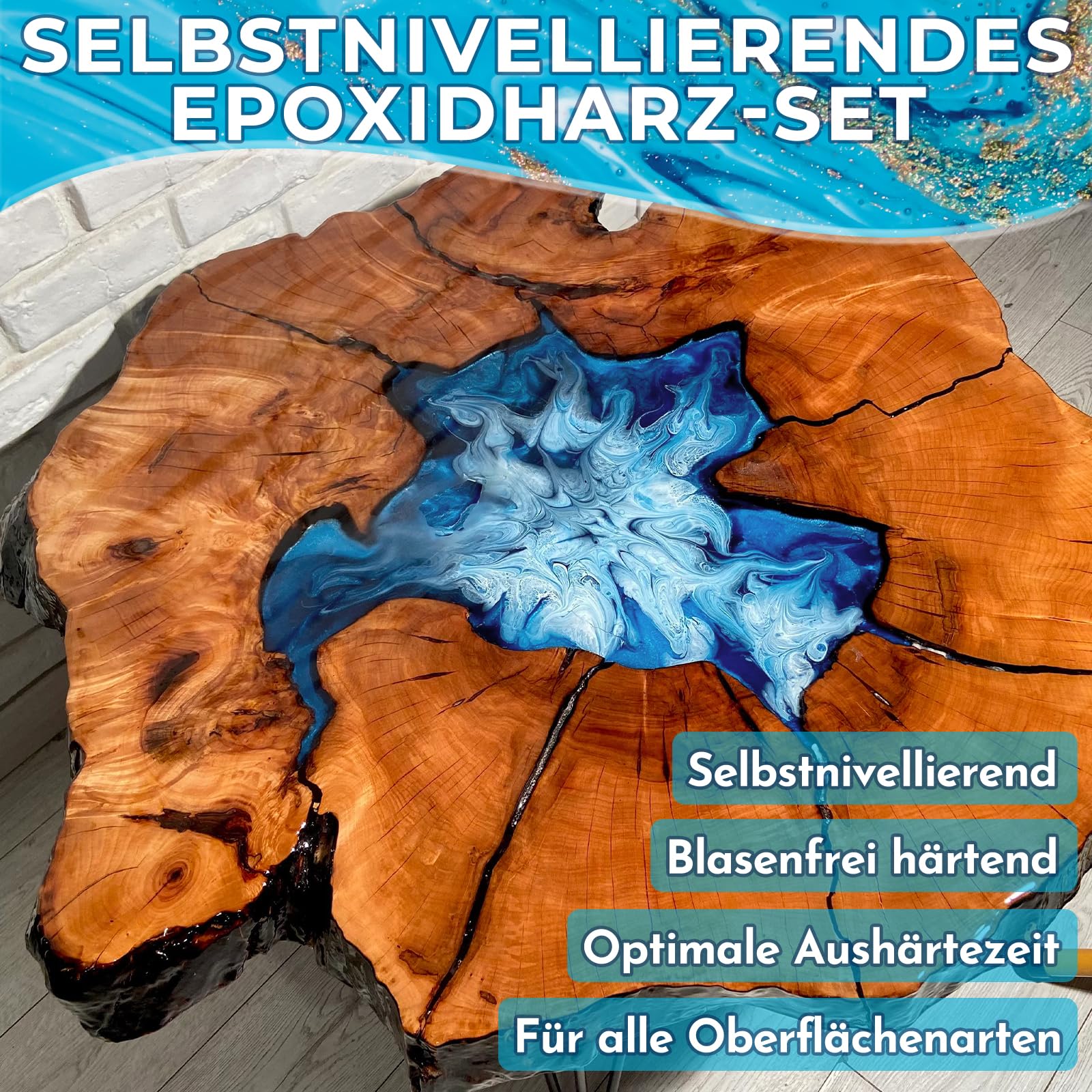 Epoxidharz Set 3788ml Epoxidharz mit Härter 1:1 Mischung Epoxy Resin mit Härter für Schmuck, Formen, Wohnkultur, Untersetzer,Ornamente,Flusstische, Bartheken & große Kunstprojekte