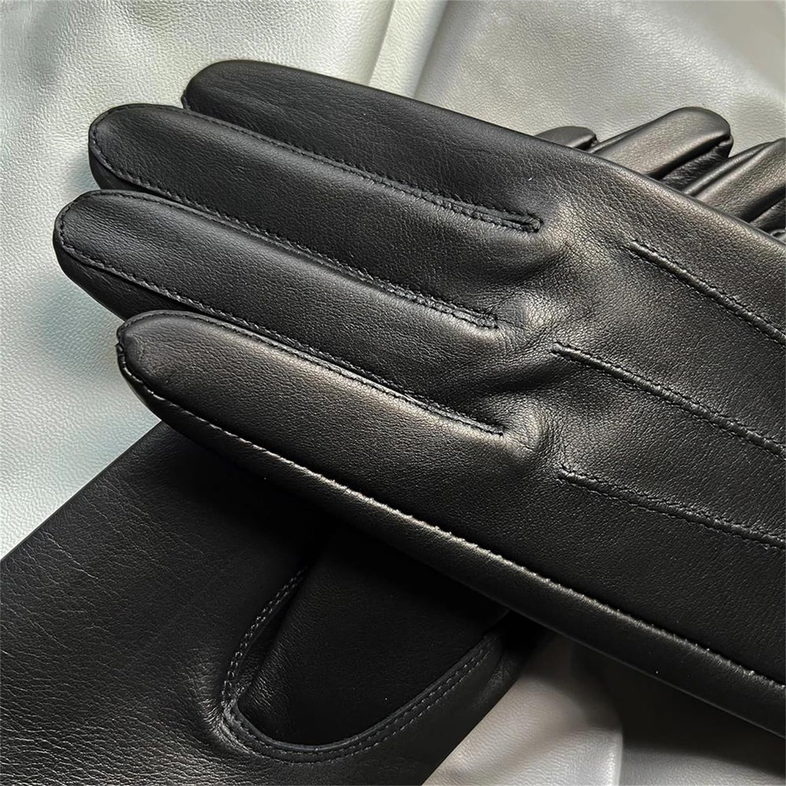 Guantes unisex de piel de vaca auténtica para hombre, de una sola capa, sin forro, para invierno, conducción, motocicleta