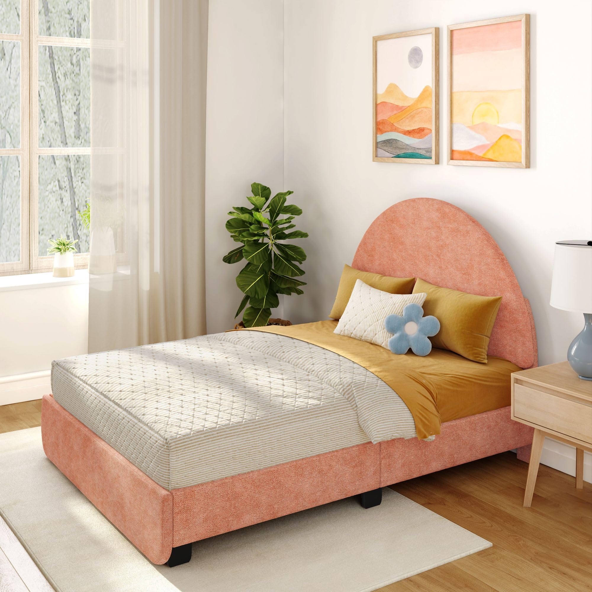 Amazon.com: Max & Lily Upholstered Full Bed Frame with Arch
