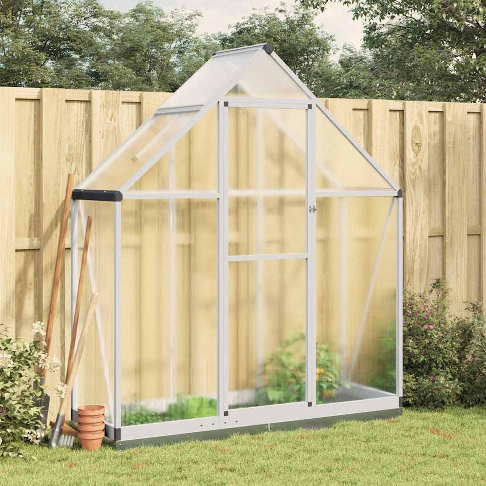 Szklarnia 169 x 58 x 202 cm – odporna na warunki atmosferyczne, wykonana z aluminium i płyt PC 4 mm, w zestawie z ocynkowaną ramą podłogową, dla początkujących ogrodów