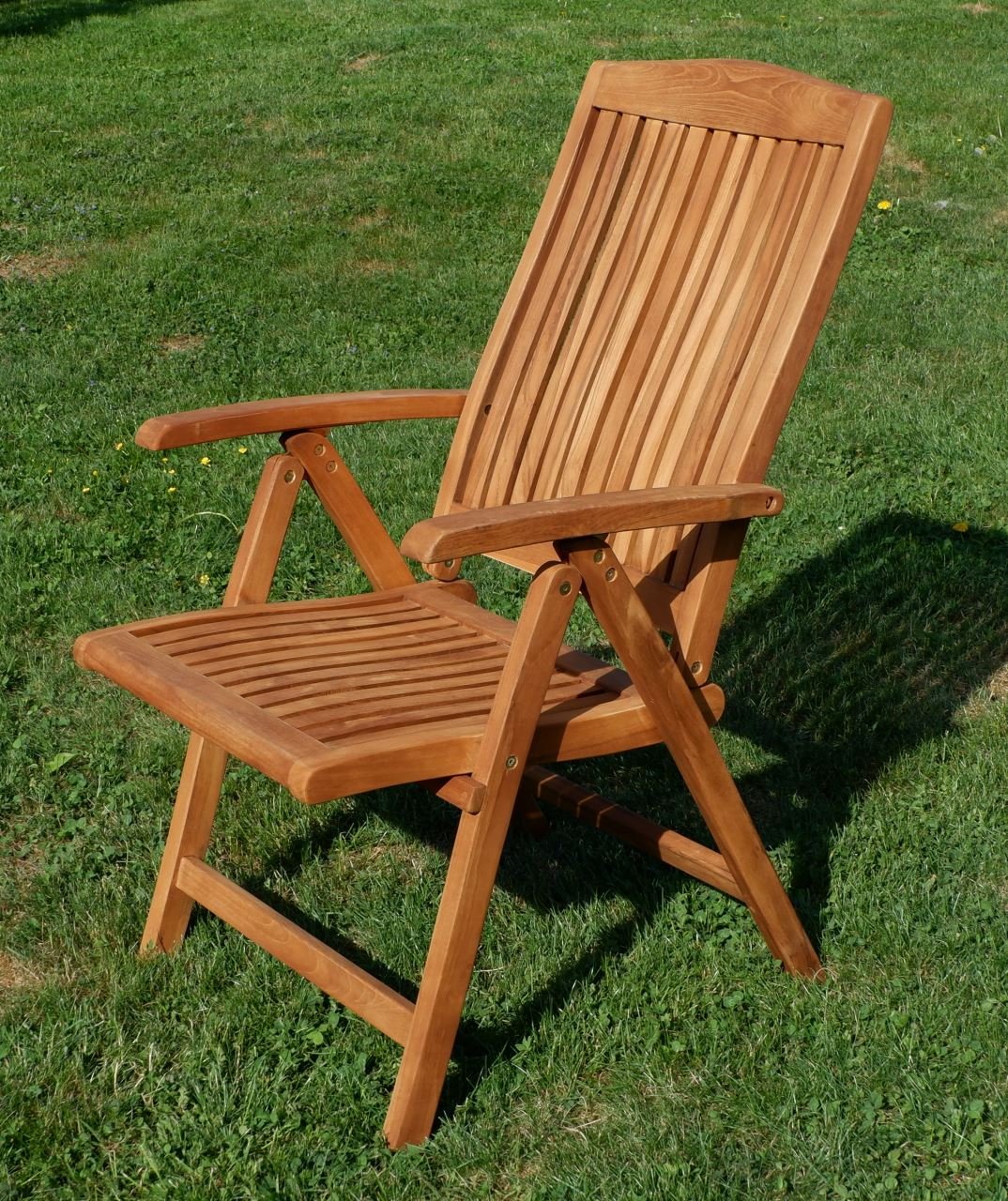 ALEOS. Teak Design Hochlehner Gartensessel Gartenstuhl Sessel Holzsessel Klappsessel Gartenmöbel Holz sehr robust 7fach-verstellbar Modell: Tobago, Größe:1 Stück