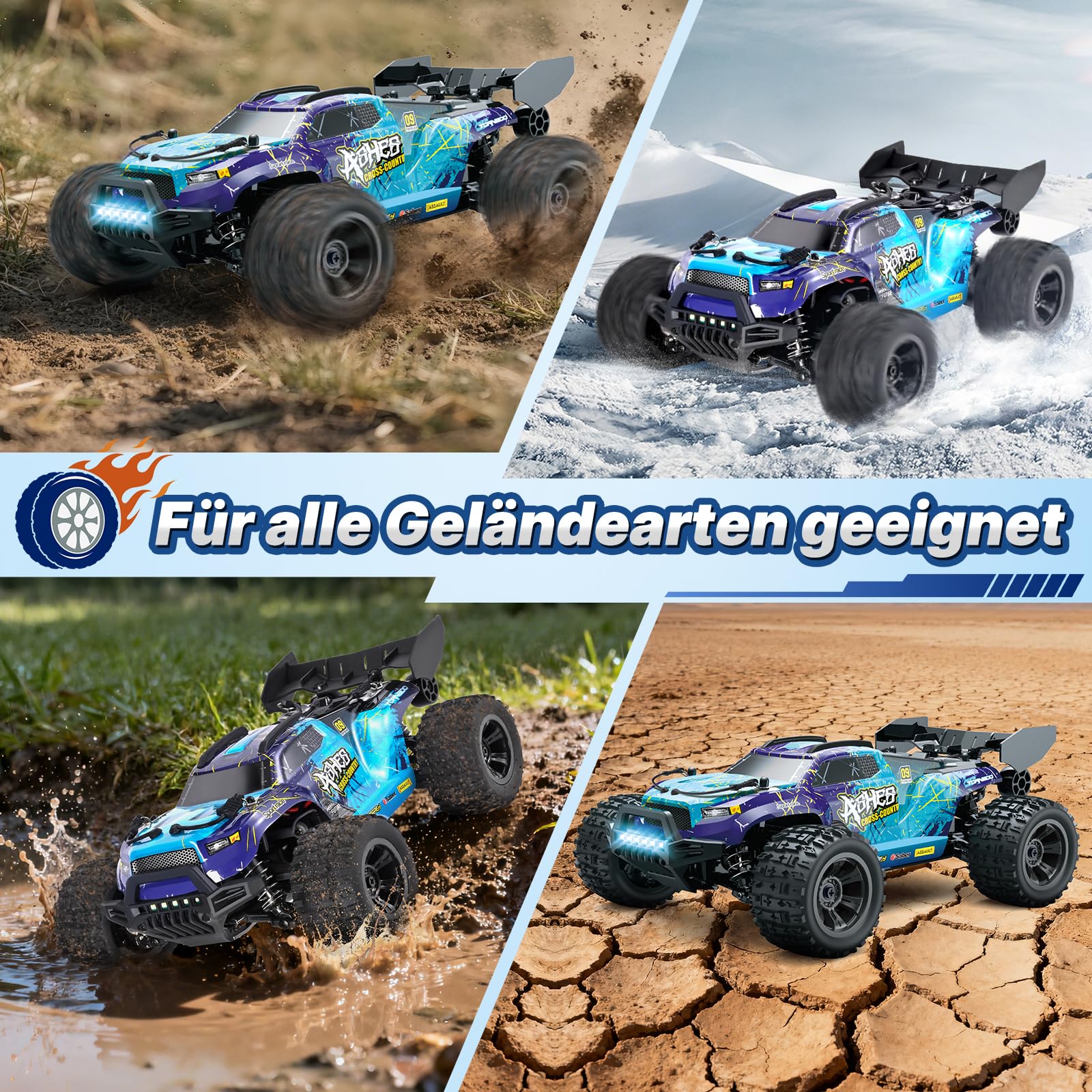 Coche teledirigido para adultos 1:18, RC Auto 2,4 GHz 4WD 40 km/h, coche RC Offroad sin escobillas con 2 baterías de 1500 mAh y motor RC380: cochecito RC impermeable para exteriores a partir