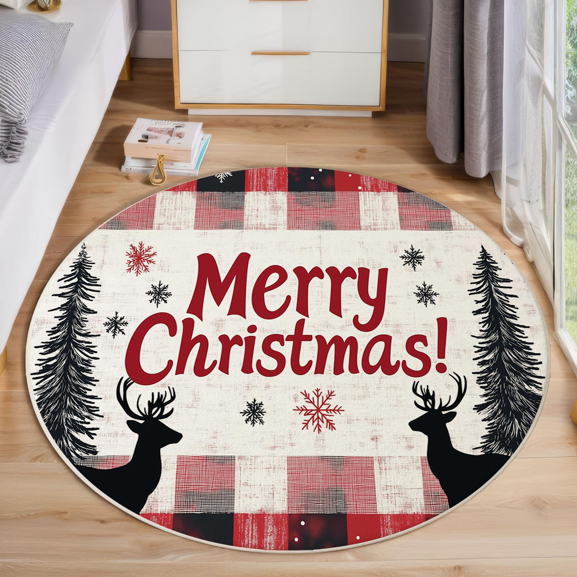 Tapis Joyeux Noël rouge et noir pour réchauffer l'ambiance du salon familial