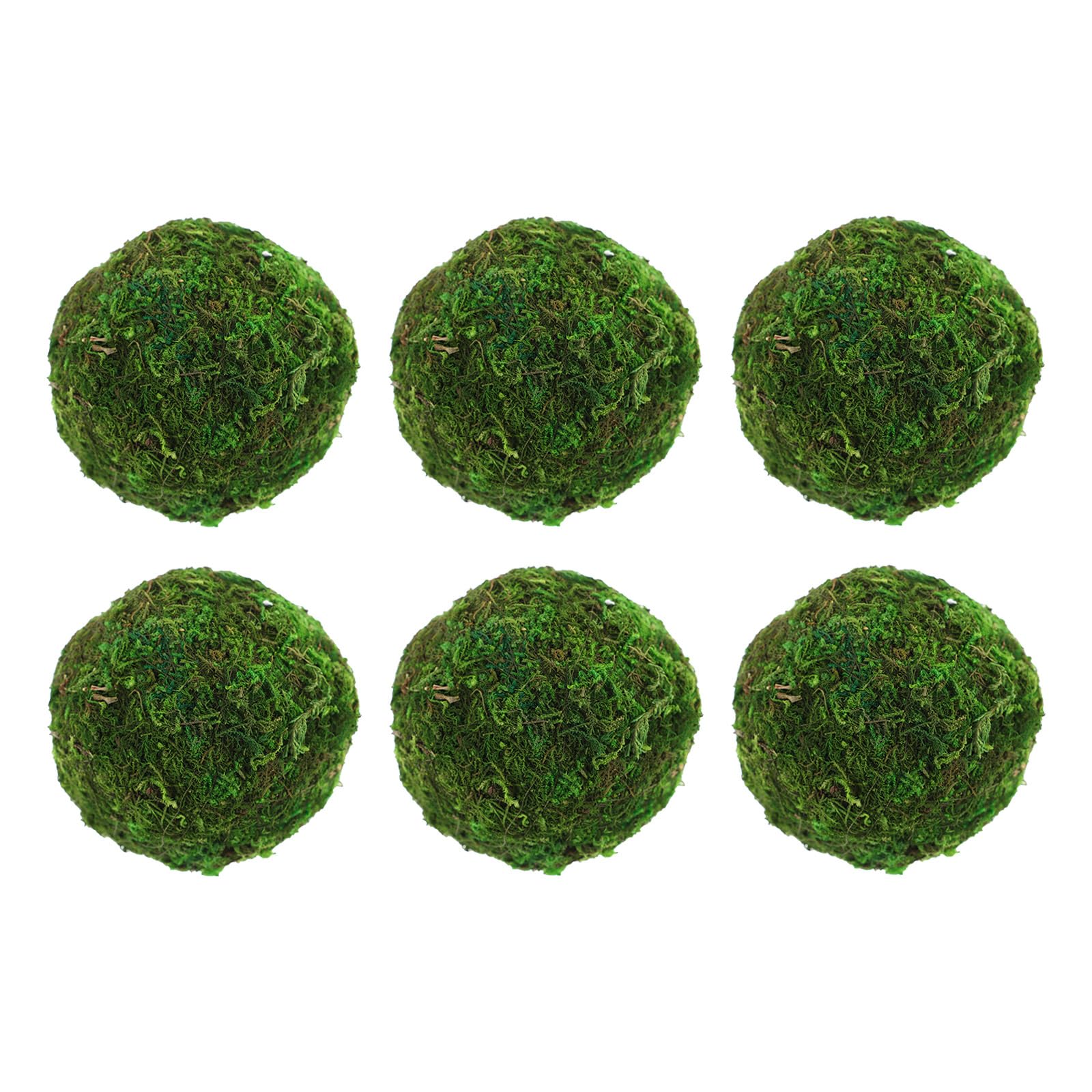 6Pcs Faux Dried Moss Balls Artificial Green Plant Handmade Sphere Moss Hanging Balls for Wedding Decors Party 8cm Green Artificial Flower Pot Supplies