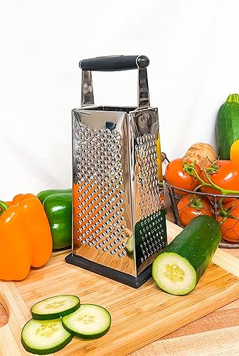 Rallador de caja Comfort Superior: acero inoxidable con 4 lados, mango antideslizante, resistente