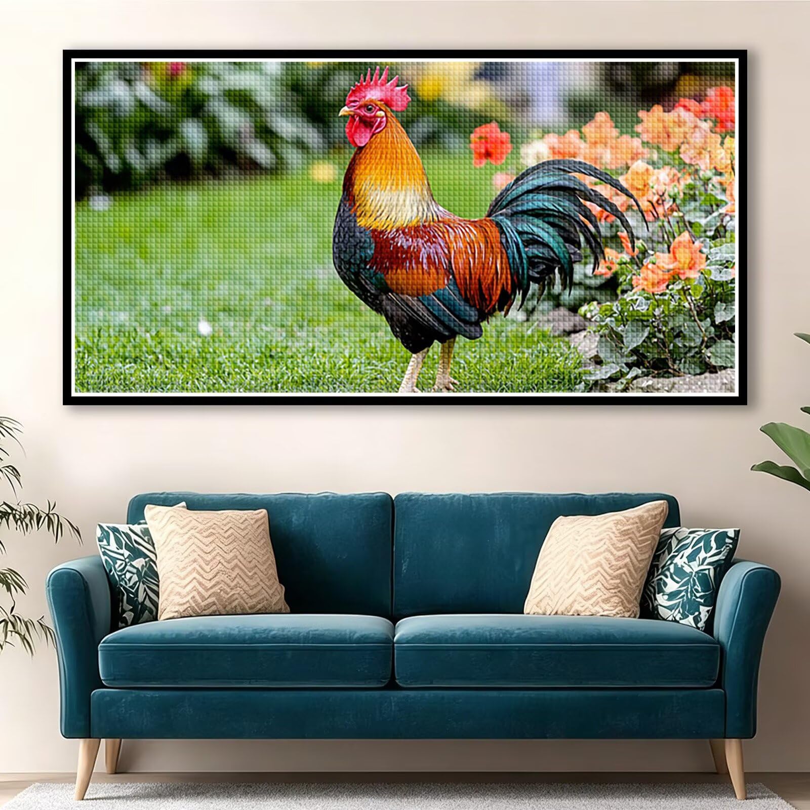 Diamond Painting Adultos Animal Pintura Diamante, Pollo Diamond Painting 5D Completo, DIY Cuadrado Bordado Punto de Cruz Cuadros de Diamantes Kit para Decoracion Hogar, Regalo Mujer 160x80cm 0J-796