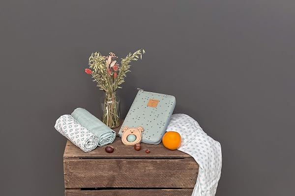 Lässig Trousse à Crayons Casual Document Pouch Floral Mint Bleu - 2