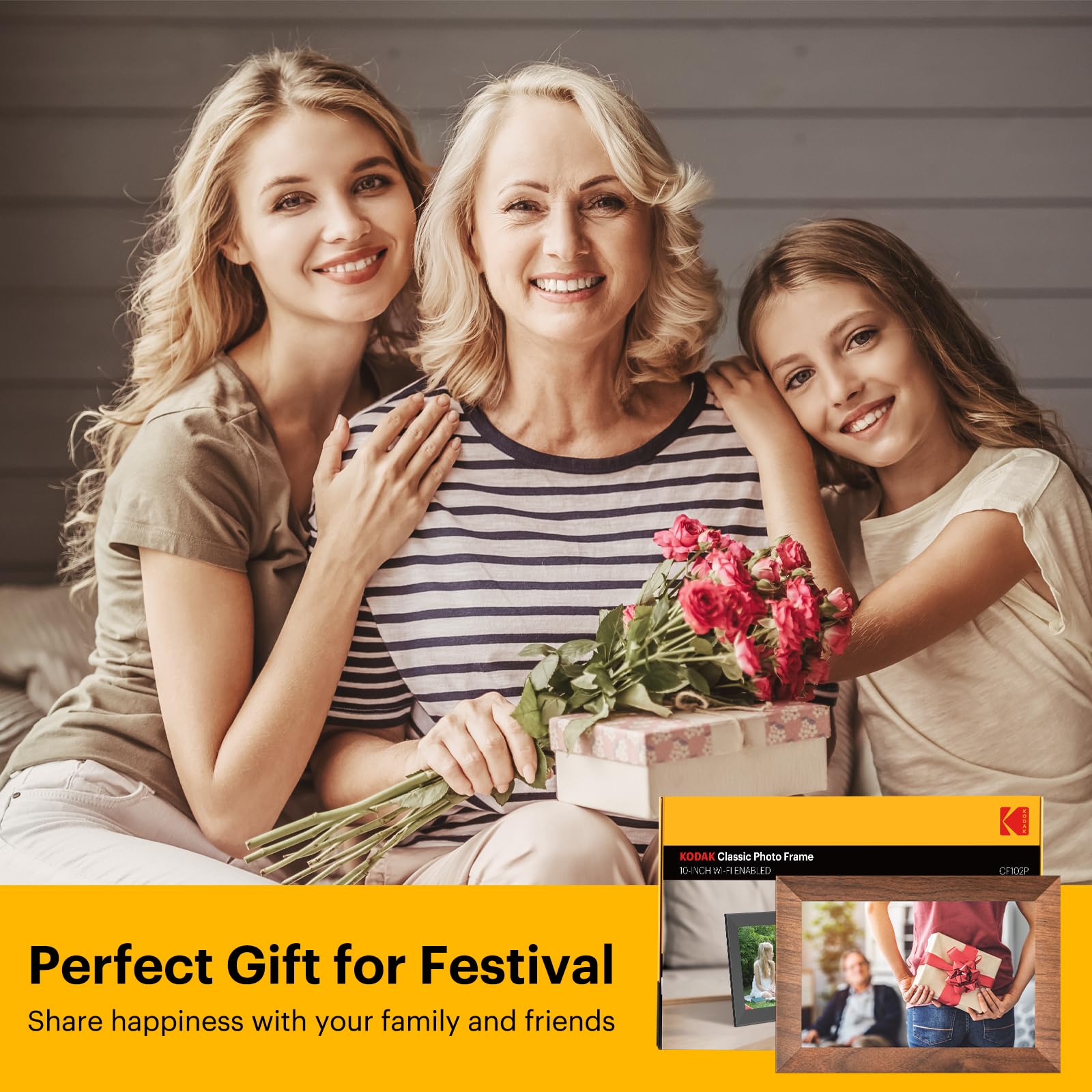 Kodak Digitaler Bilderrahmen WLAN 10.1 Zoll HD IPS-Touchscreen 32 GB Speicher