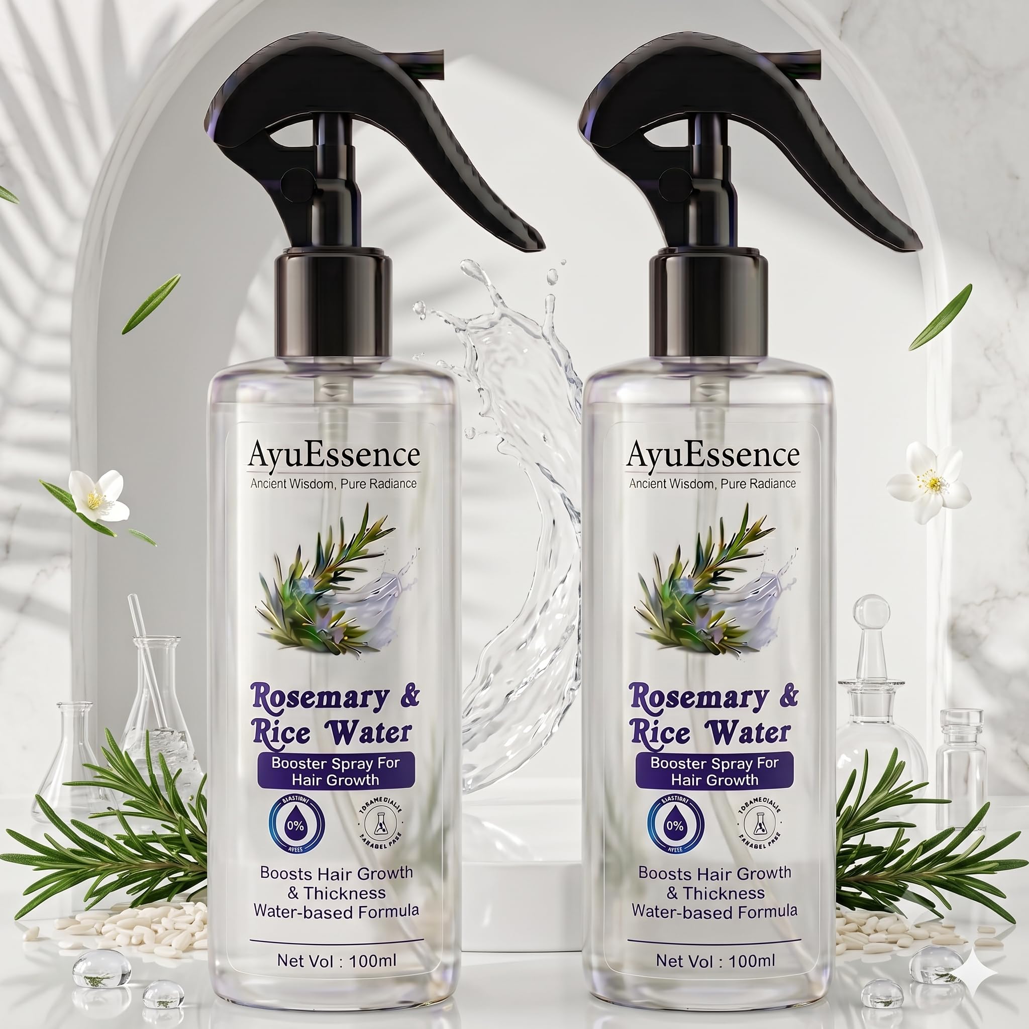 Rosemary & Rice Water Hair Growth Spray | Hair Booster Spray for Hair Growth & Thickness | Water-Based Formula | Lightweight Daily Hair Tonic | Suitable for Men & Women | 100ml Each(Pack of 2)-picture-13