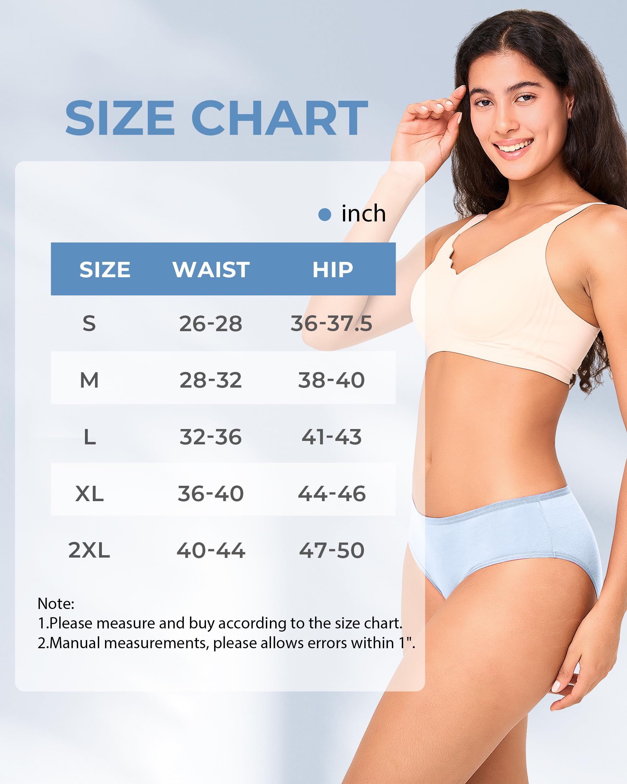 BAMBOO COOL Ropa interior para mujer, transpirable, absorbe la humedad, bragas hipster para mujer, paquete de 5