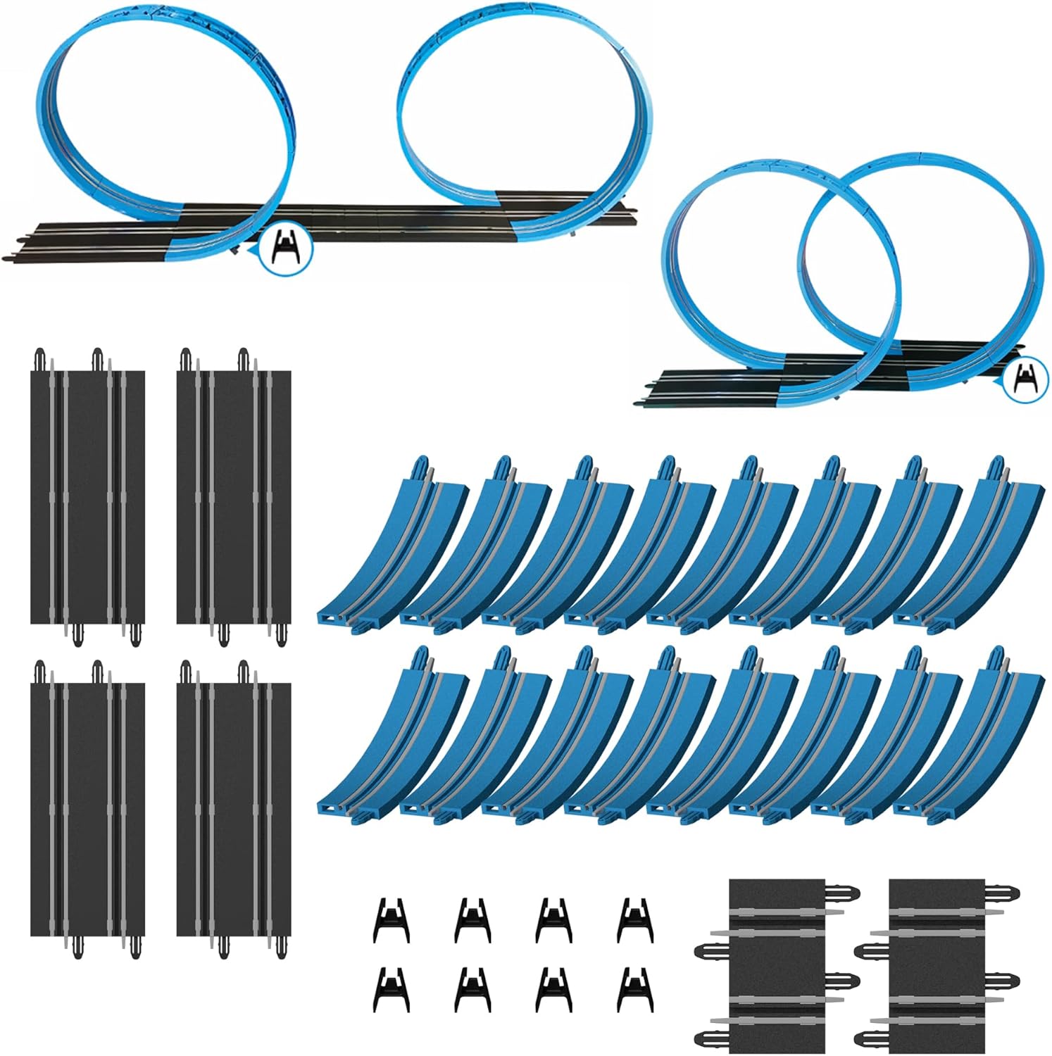 AGM MASTECH Extension Set #3-38 Piece Track Expansion Accessory Pack(Fly-Over Slope) - for Use with AGM MASETCH 1:64 Slot Car Racetrack Systems