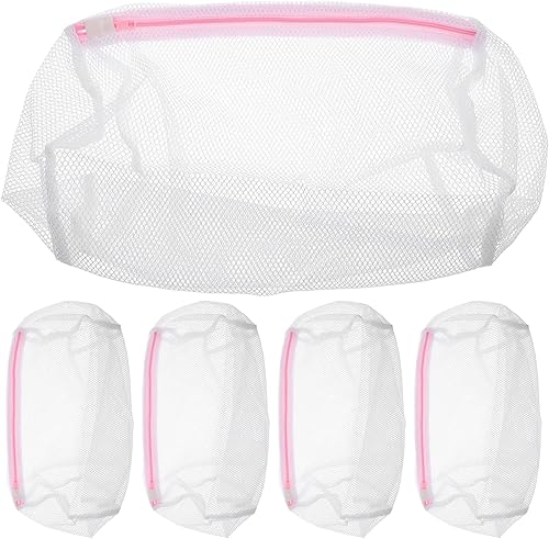 5 bolsas de malla para lavandería con forma de cilindro, bolsa de lavandería con cremallera, bolsa de lavado de malla fina resistente, bolsa de
