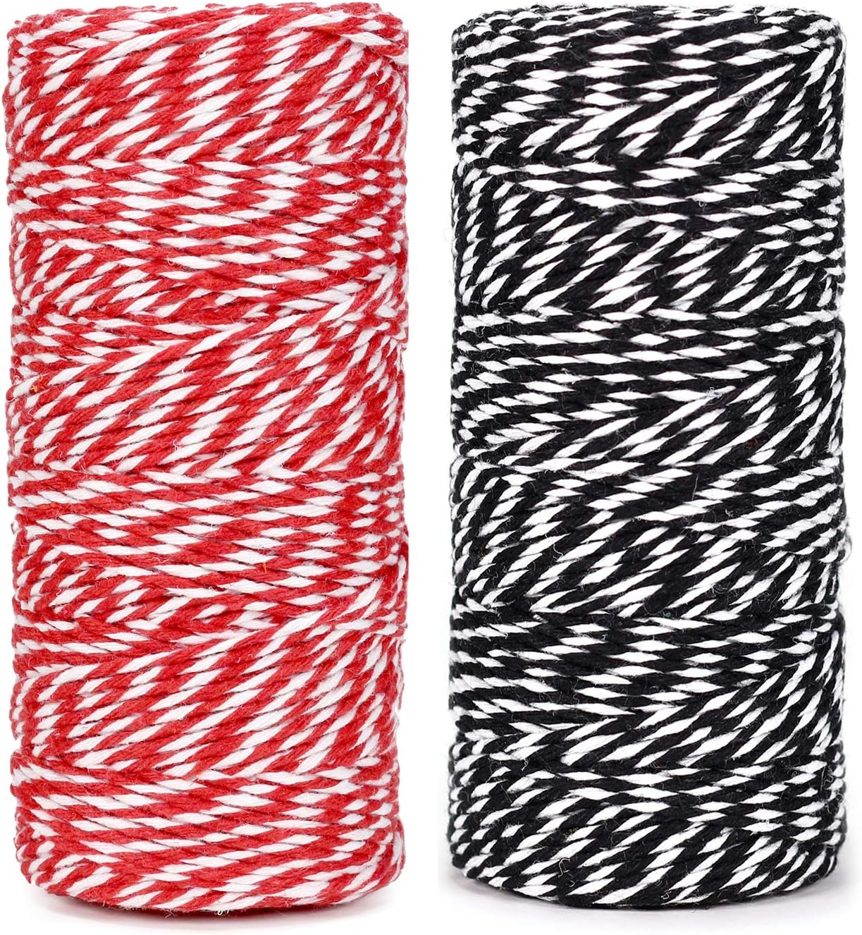 Cotton Bakers Twine String 328 Feet 100m for Baking, Crafts and Christmas Holiday Gift Wrapping Cord (Red/Black)