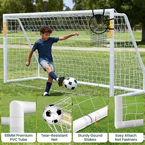 Miniatura 4 de NAIZEA Portería de fútbol  Portería de fútbol de 12 x 610 x 68 x 66 x 4 pies para patio trasero, portería de fútbol portátil y resistente a la