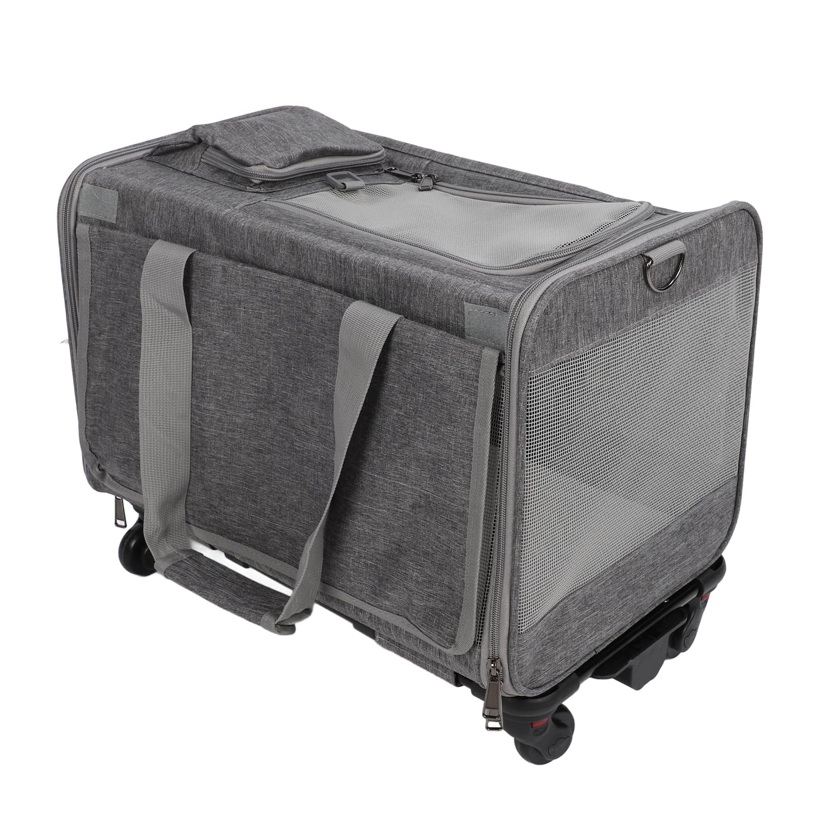 Cryfokt Transportín para Perros con Ruedas, Diseño Plegable, Ajustable para Facilitar el Viaje, Adecuado para Corgis y Bulldogs, 18,5x11,81x11,81 Pulgadas (Gray)