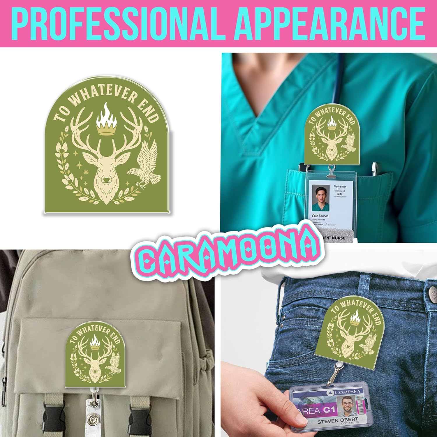 to Whatever End Badge Holder Retractable 1.6 Inches ACOTAR SJM Quote Bookish Book Lover Deer Alligator Clip Belt Clip, Acrylic Material Badge Reel ID Cards Holder for Nurse Teacher Doctor Office - Image 3