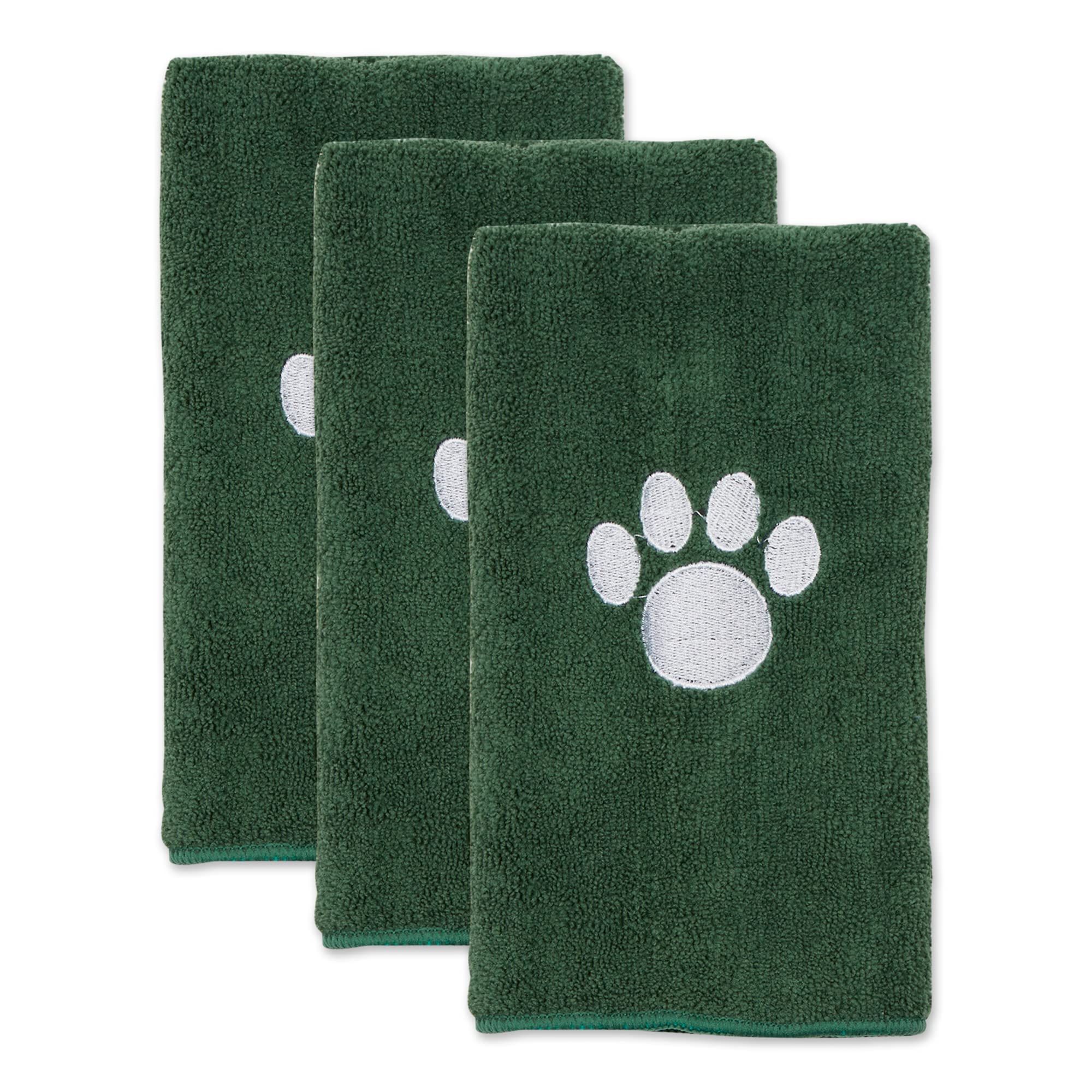 Bone Dry Pet Grooming, Embroidered Microfiber Towel Drying Collection, 15x30, Hunter Green