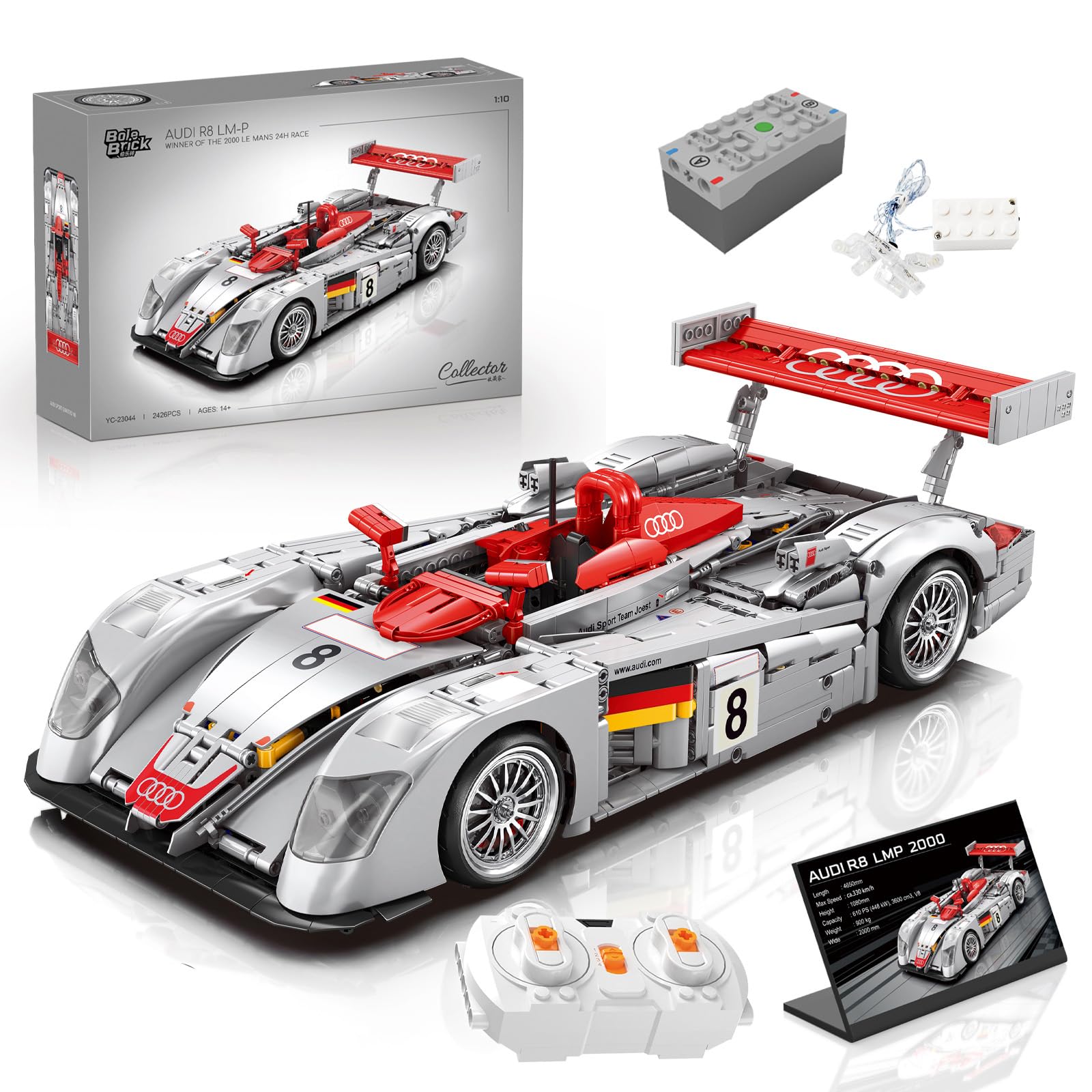 MORBCOPCS Audi R8 LMP 2000 1:10 Building Car Set, Audi Official Licensed