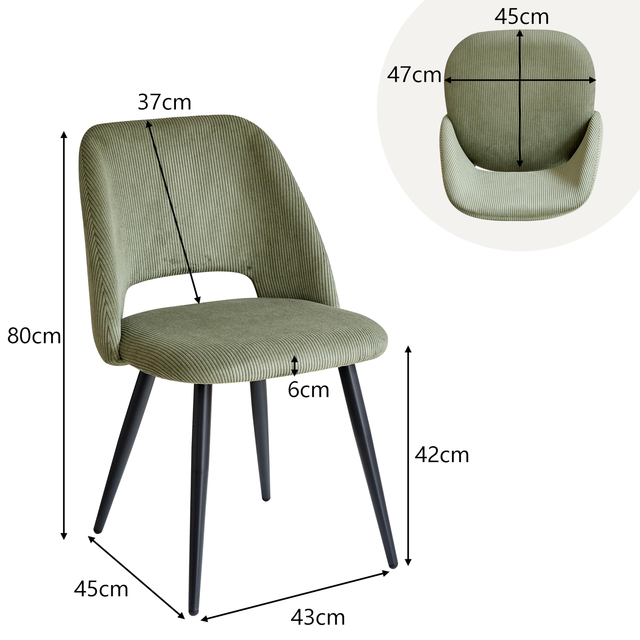 Set di 4 Sedie da Sala da Pranzo, Sedia da Cucina a Righe in Velluto a Coste, Sedia Imbottita con Schienale Cavo, Adatta per Sala da Pranzo, Soggiorno, Cucina, Camera da Letto-Rosa