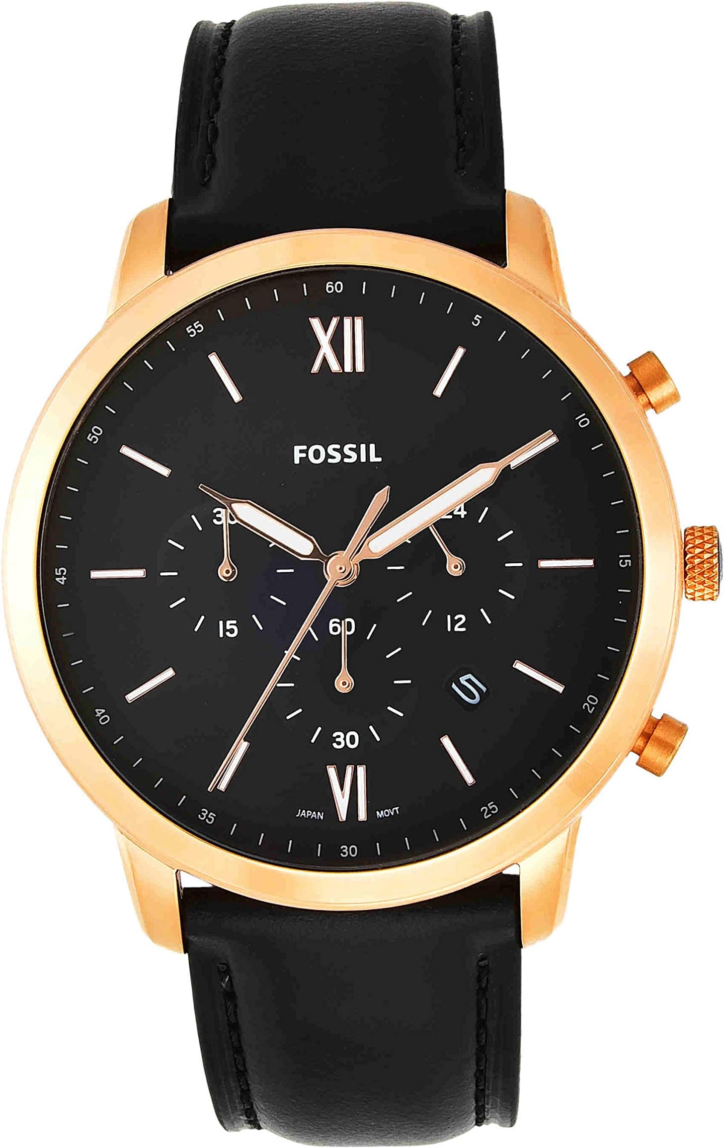Watch for Men Neutra Chrono, Quartz Chronograph Movement, 44 mm Silver Stainless Steel Case with a Leather Strap, FS5453