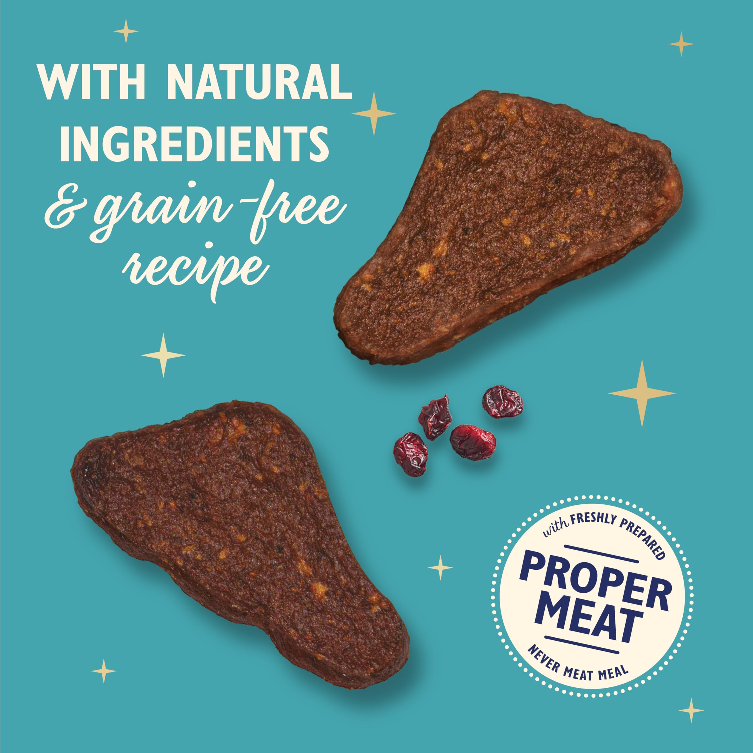 Snack per cani adulti Lily’s Kitchen con ingredienti naturali, Striscette festive di tacchino, ricetta senza cereali, 70 g