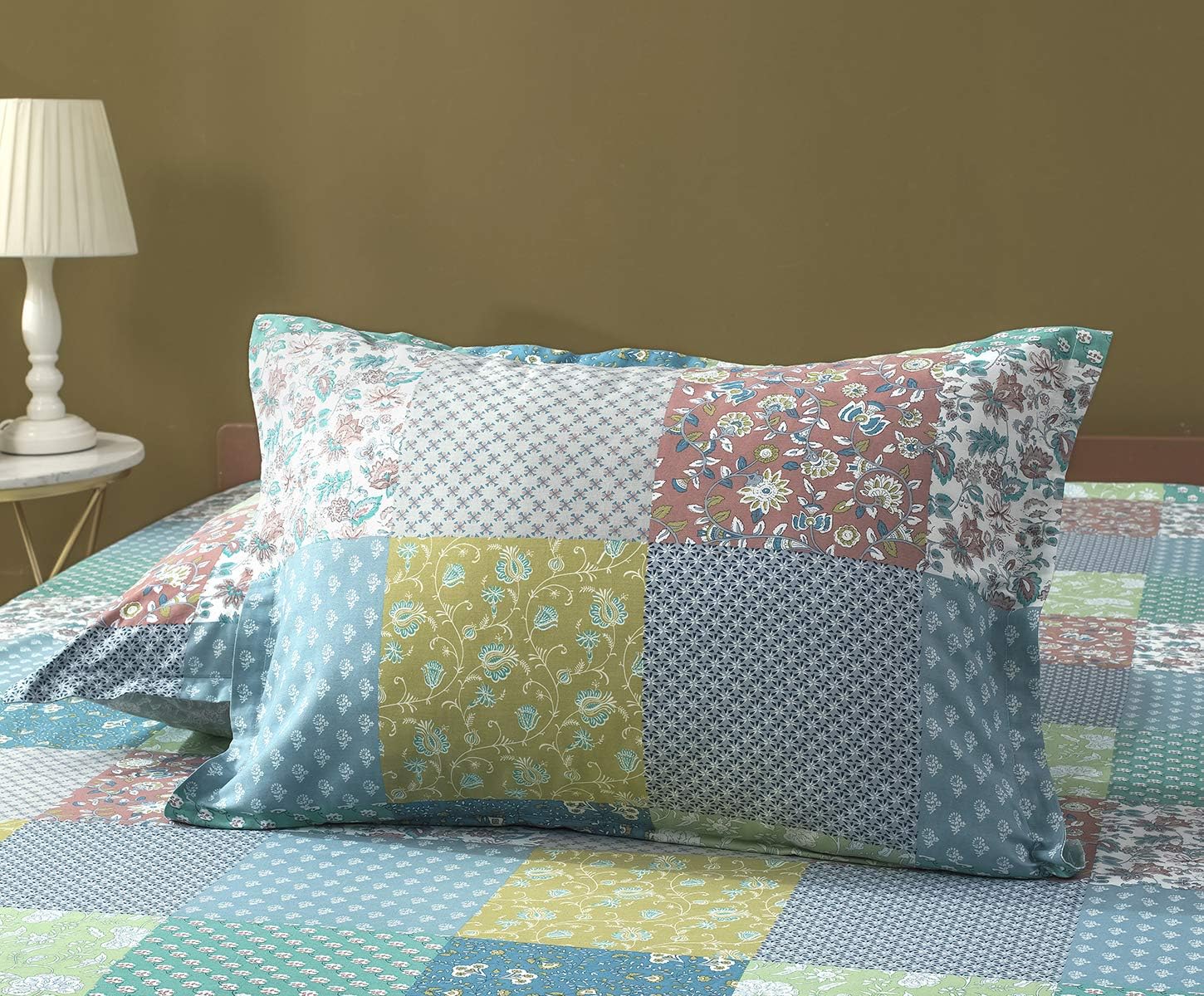 Gеt Pорulаr оƒƒеr SLEEPBELLA Duvet Cover King Size, Green, Yellow Floral and Blue Patchwork Pattern Printed on White, 3pc Cotton Reversible Comforter Cover with 2 Pillow Shams, 1 Duvet Cover Uр Tо 60% оƒƒ SLEEPBELLA Duvet Cover King Size, Green, Yellow Floral and Blue Patchwork Pattern Printed on White, 3pc Cotton Reversible Comforter Cover with 2 Pillow Shams, 1 Duvet Cover