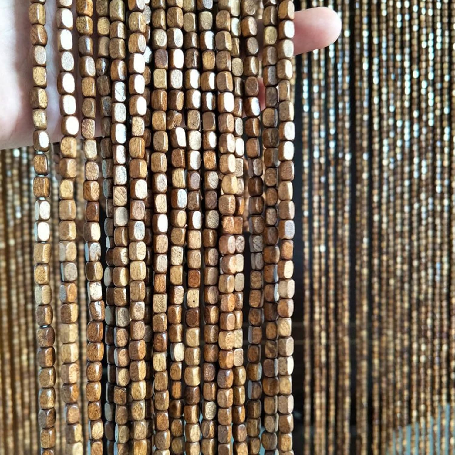 Cloison de separation de chambre murale personnalisable, rideau de perles en bois